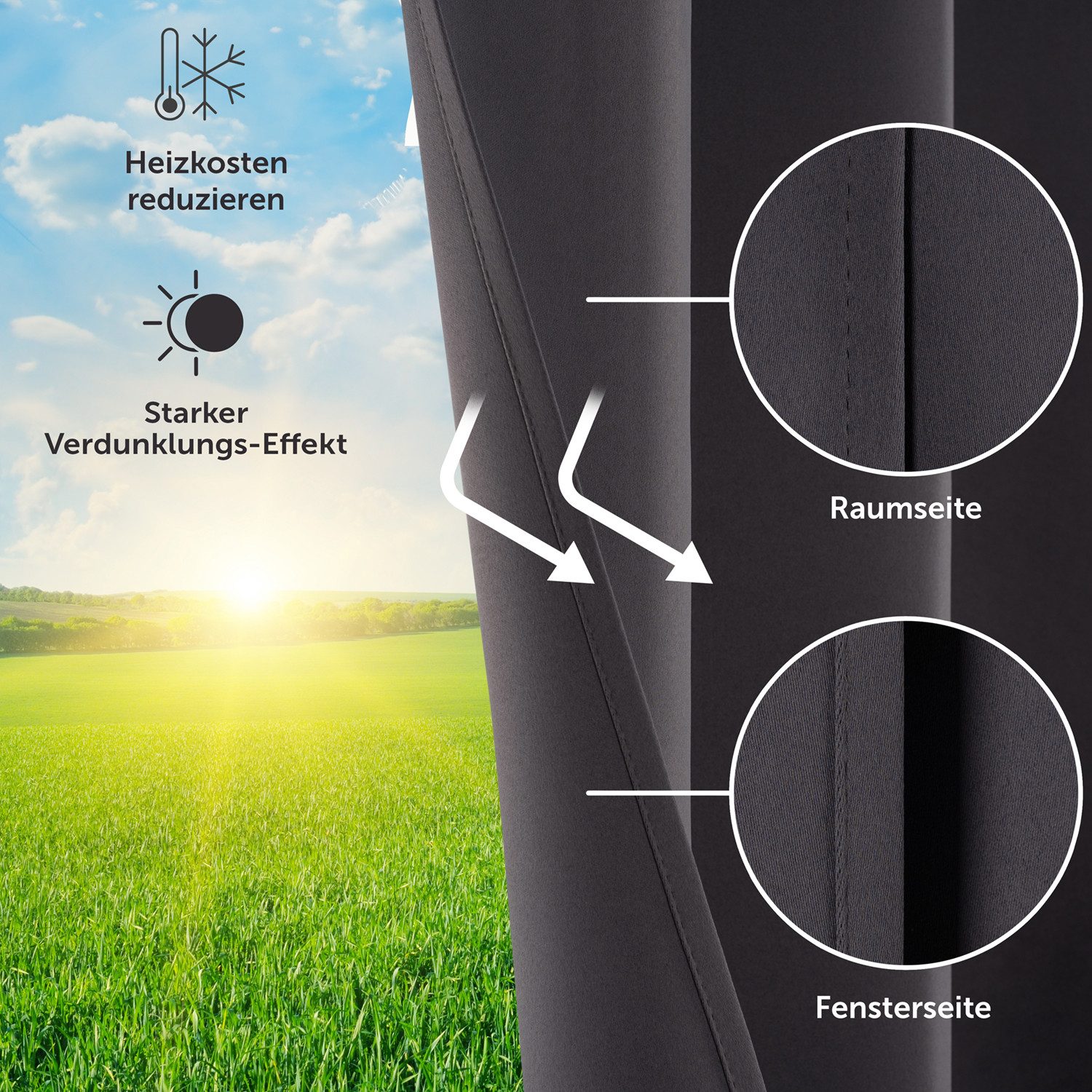 Blumtal Verdunkelungsvorhang 2er-Set Gardinen Wärmeisolierend Blickdicht (2 günstig online kaufen