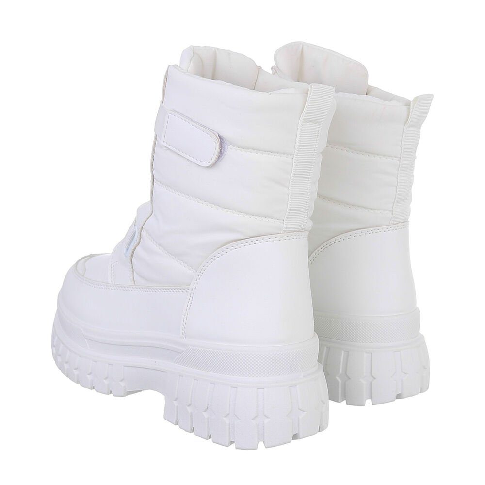 Ital-Design Damen Snowboots Freizeit Snowboots Blockabsatz Plateaustiefeletten in Weiß