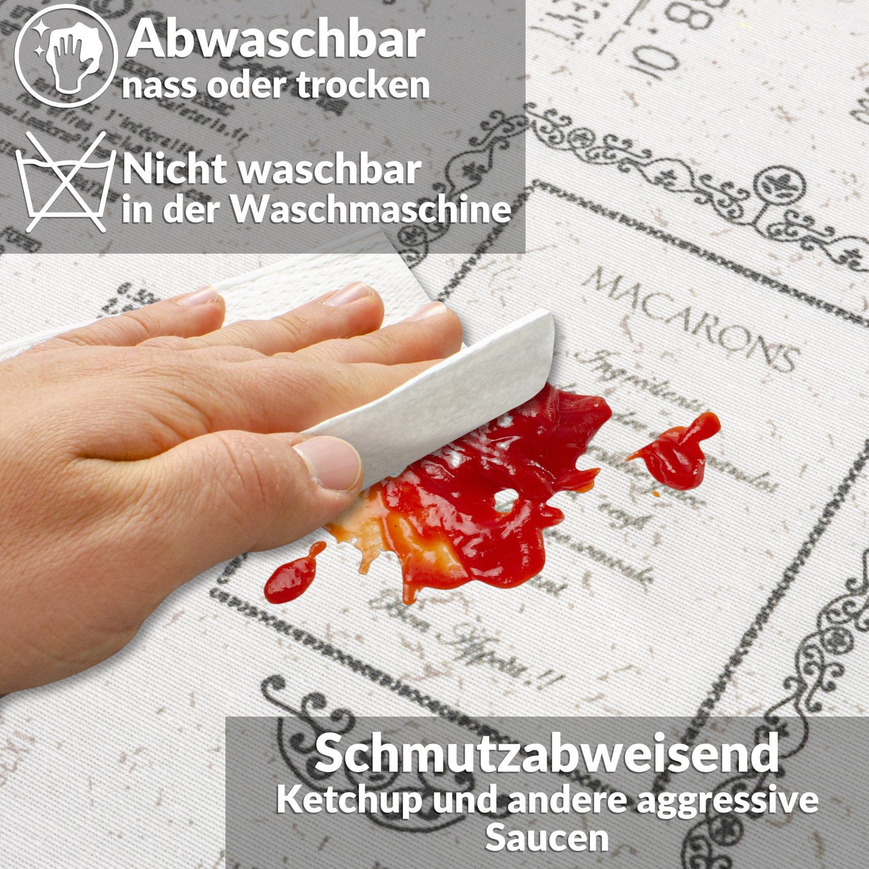 ANRO Tischdecke Wachstuch 3.0 abwaschbar Vintage Tischwäsche (Einzelstück 1-tlg), wasserabweisend PU-Beschichtet Zeitlos Grau 100x140cm – Bild 5 von 5