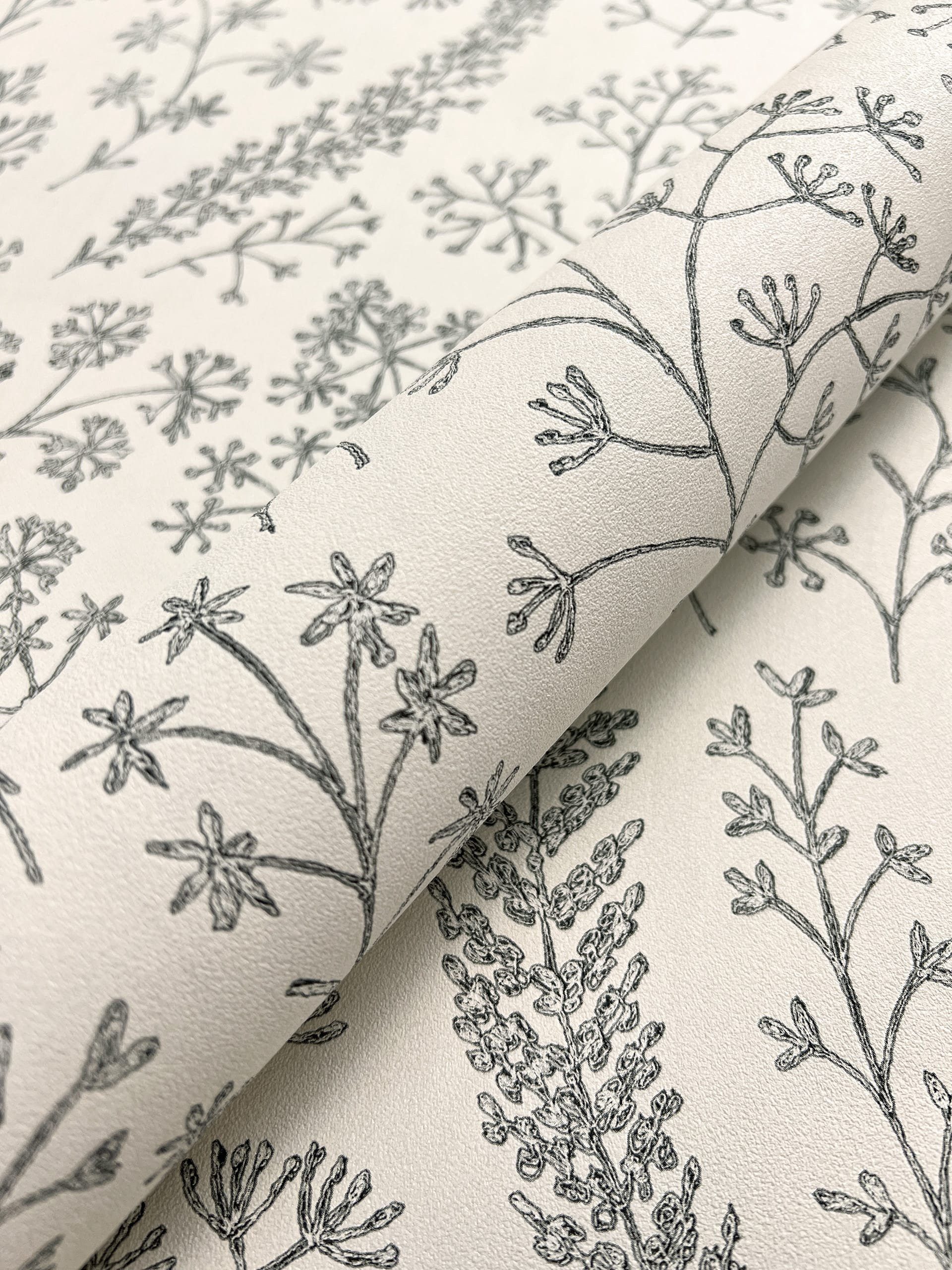 Newroom Vliestapete Rika White Tapete Vintage Blumen,Floral,Zweige, Weiß Ta günstig online kaufen