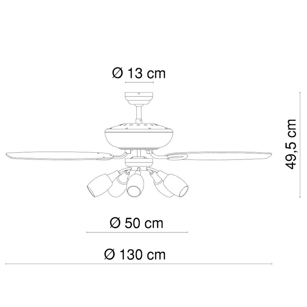 Zugschalter Deckenventilator, Beleuchtung im Set LED etc-shop Decken 15 Watt inklusive Ventilator