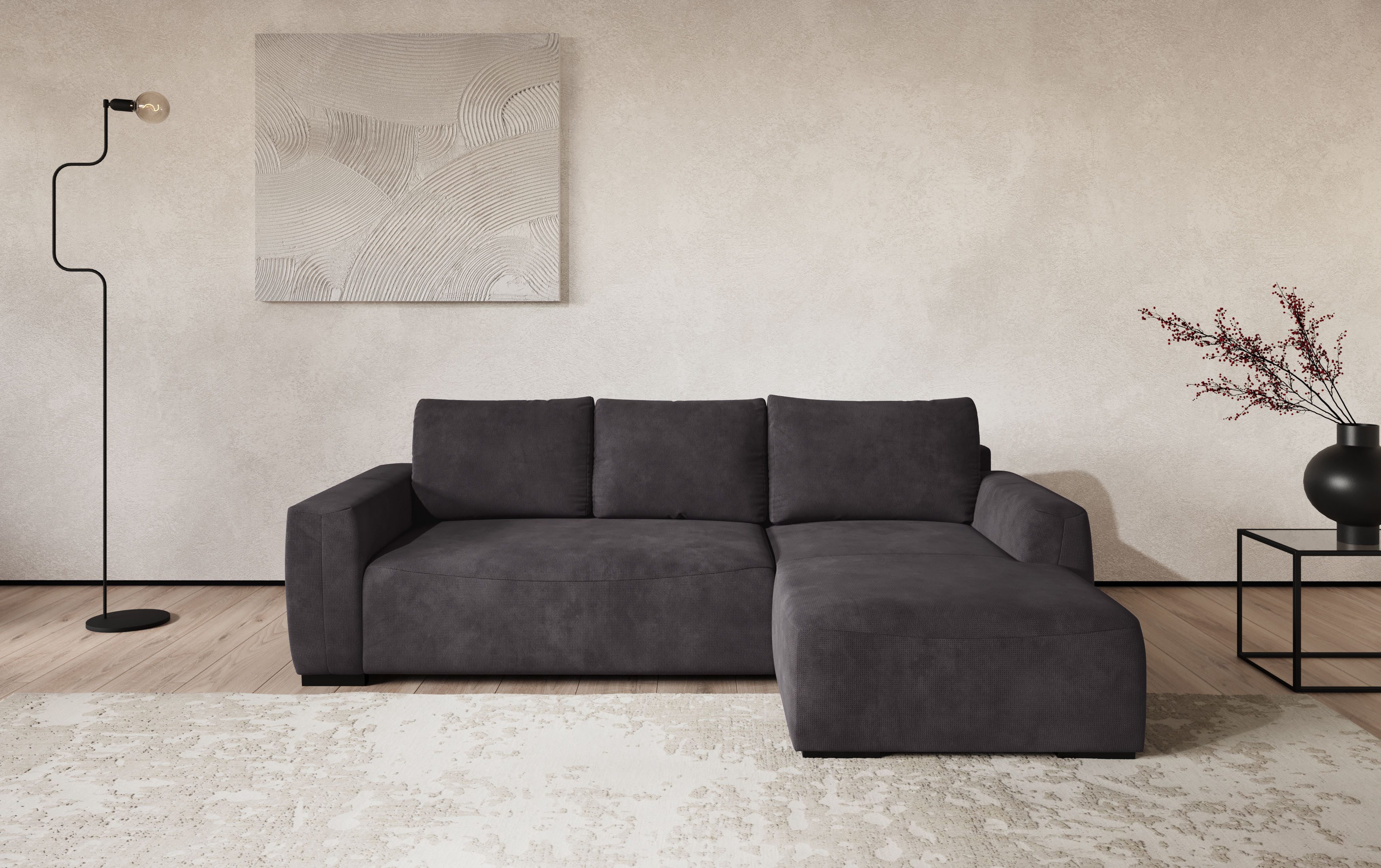 COTTA Ecksofa Giro L-Form, Recamiere, Breite 252 cm, wahlweise mit Bettkasten und Trendbezug CORD!