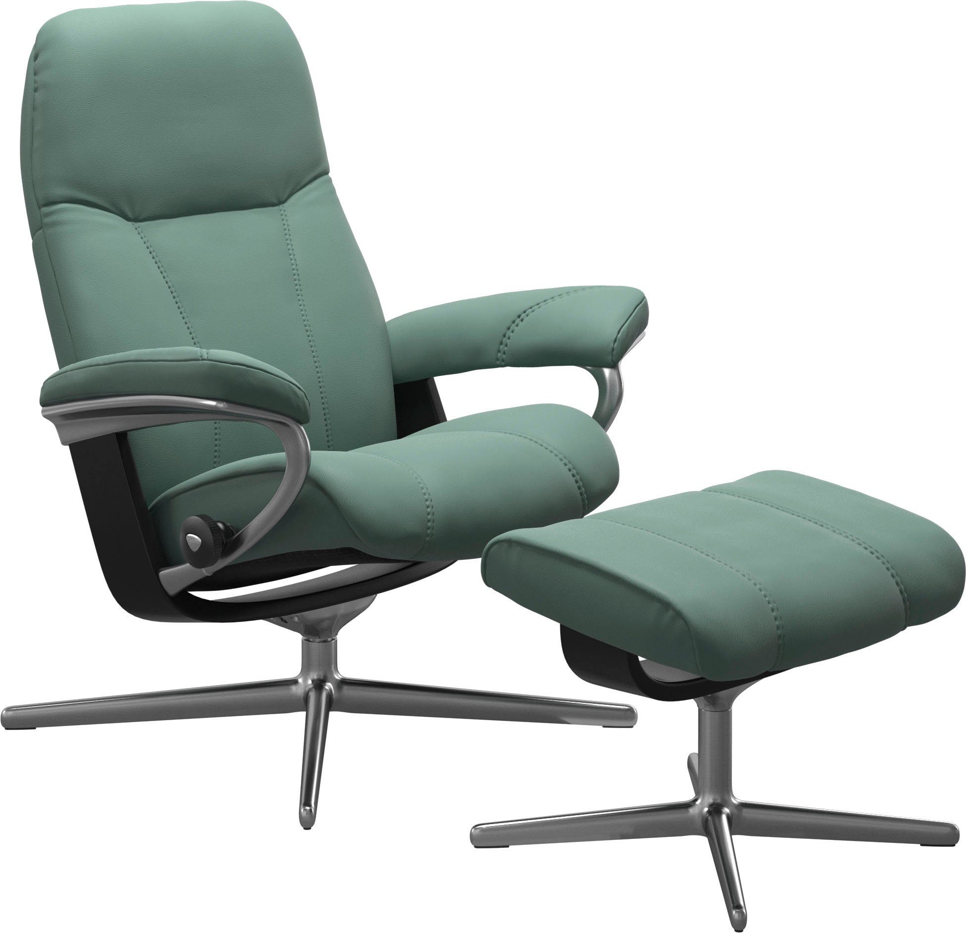 Stressless® Relaxsessel Consul (Set, Relaxsessel mit Hocker), mit Hocker, mit Cross Base, Größe S, M & L, Holzakzent Schwarz