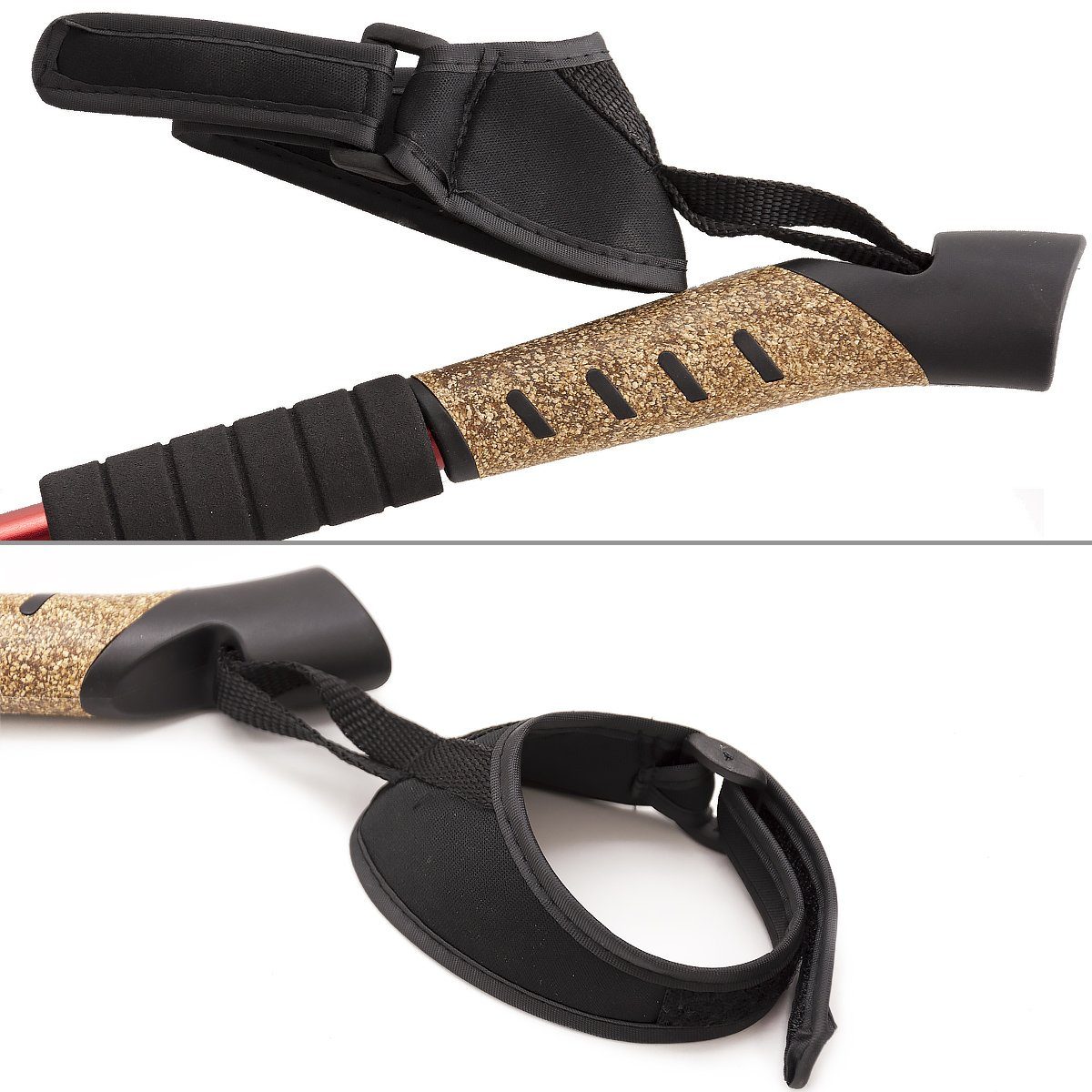 MidGard Nordic-Walking-Stöcke Teleskop Antischock Wanderstöcke aus Aluminiumlegierung mit Korkgriff (2 St), Leicht, mit ergonomischen Korkgriffe inkl. Transporttasche