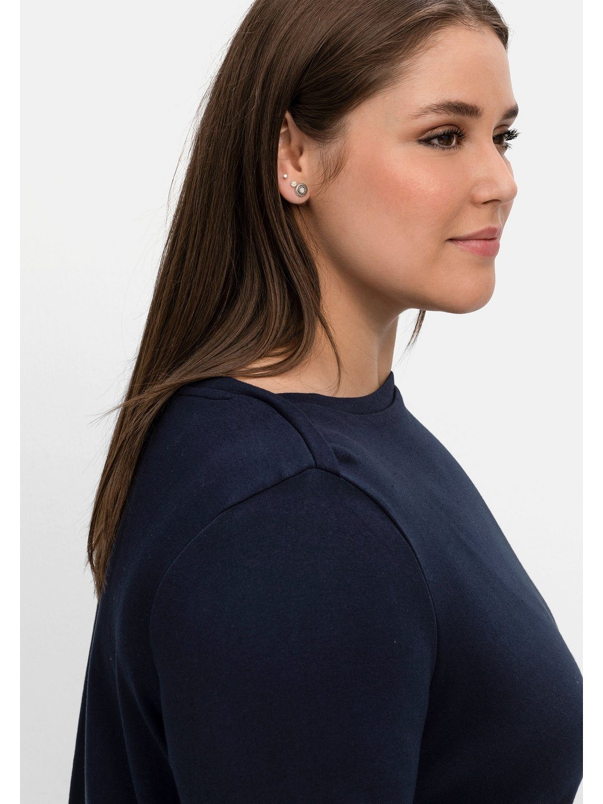 Sheego Langarmshirt Große Größen mit Ansatz aus Blusenstoff