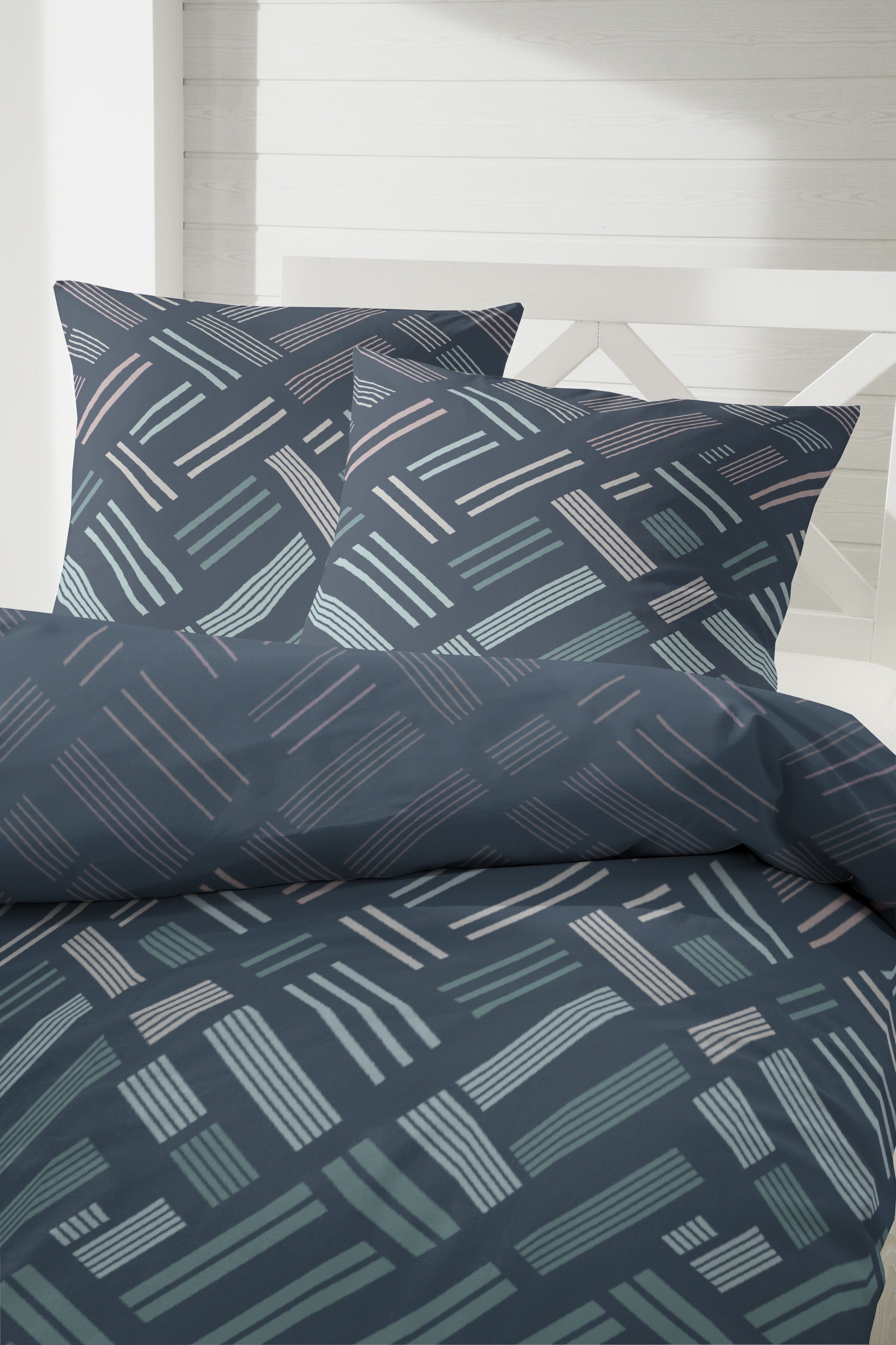 Primera Bettwäsche Satin Bettwäsche "Retro", Mako-Satin, 2 teilig, Mit Kindheitserinernden Tetris strukturen