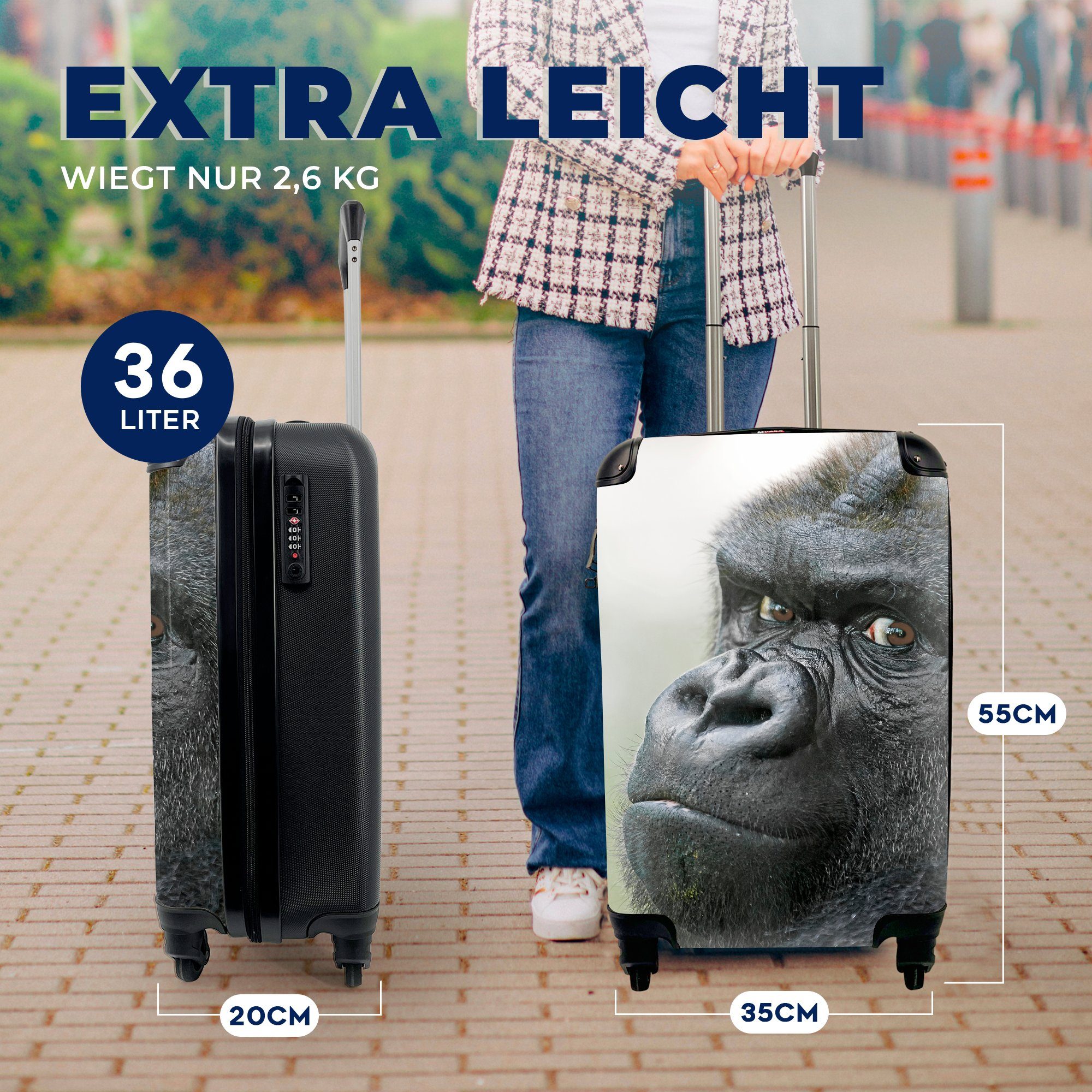 Rollen, Handgepäck Handgepäckkoffer MuchoWow Reisekoffer Gorilla, Reisetasche für erstaunlicher Ferien, rollen, mit 4 Ein Trolley,