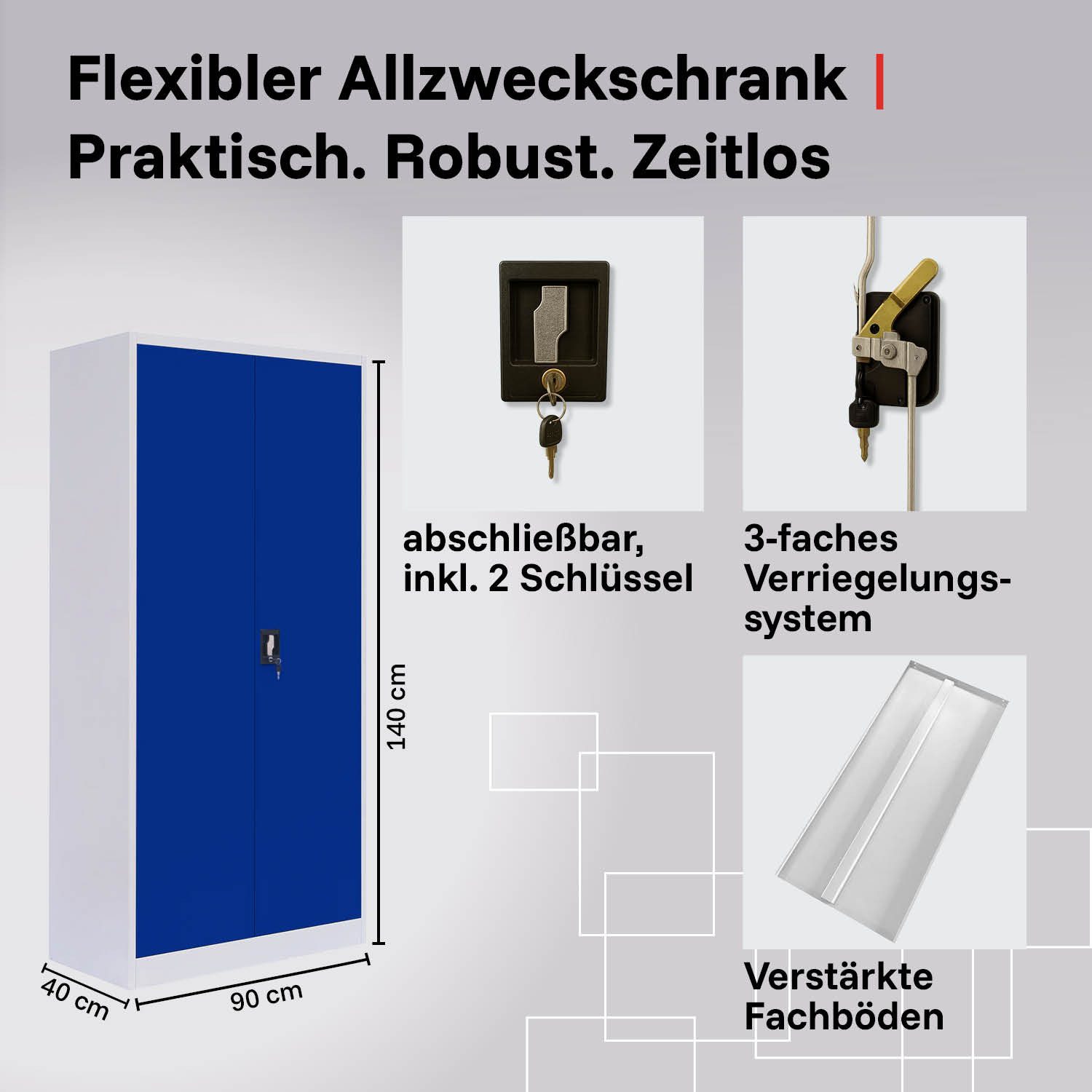 LagerZwei Aktenschrank Stahlschrank 140 x 90 x 40 cm abschließbar