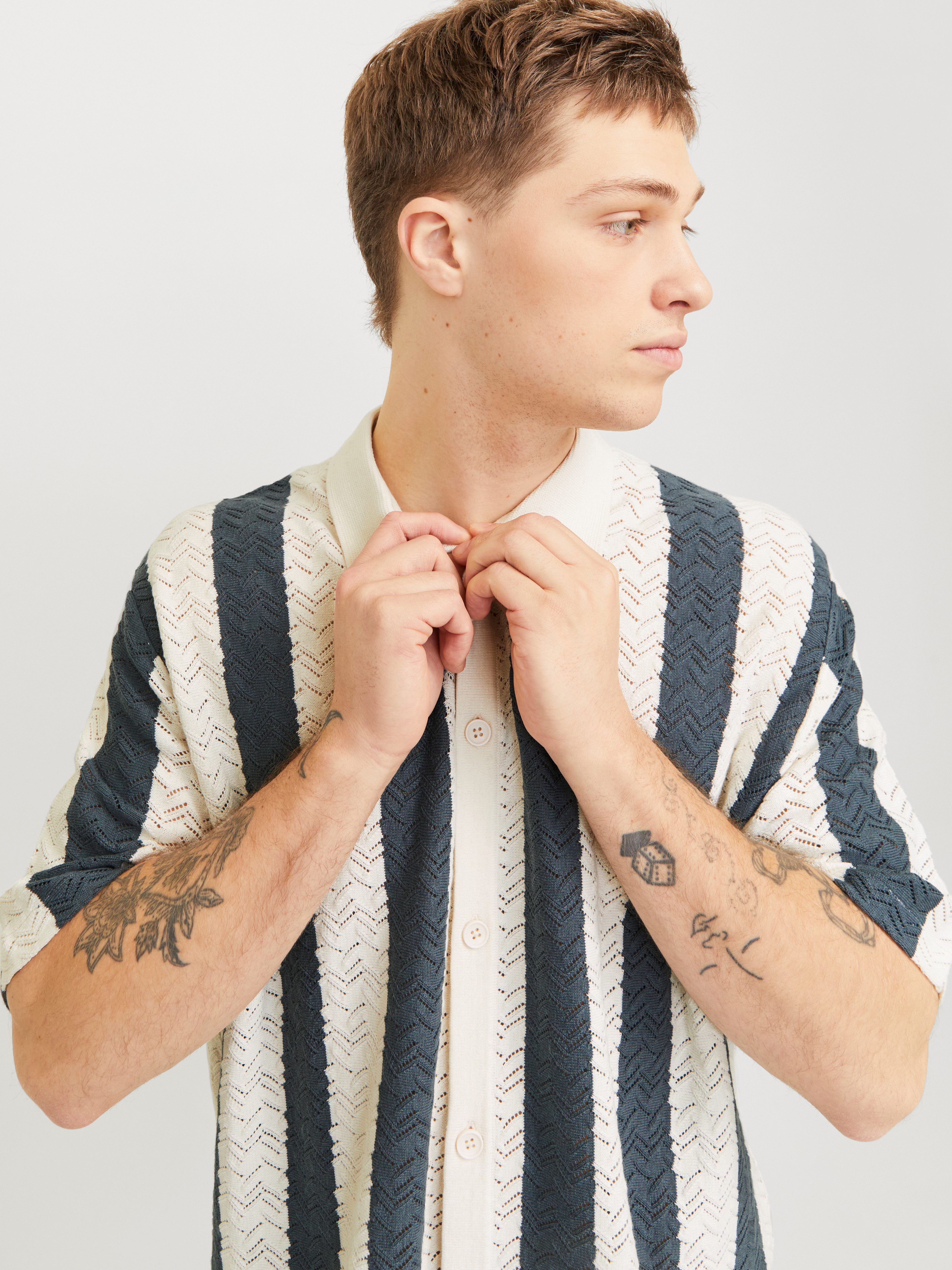 Jack & Jones Polokragenpullover JORTYLER KNIT SS POLO SN Baumwollmischung, günstig online kaufen