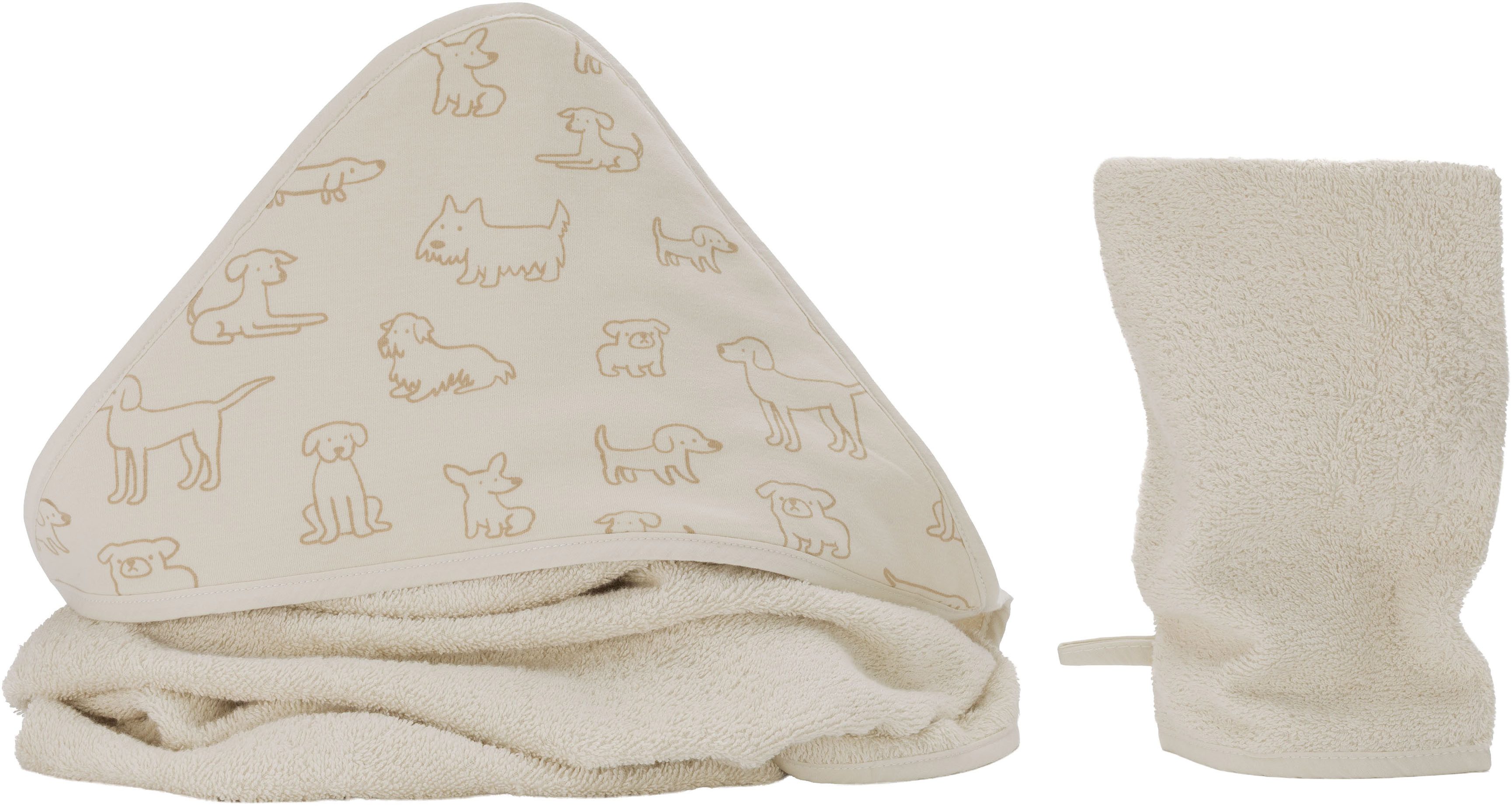 Fillikid Kapuzenhandtuch Kapuzenbadetuch mit Waschhandschuh, Frottee (Set, 2-St)