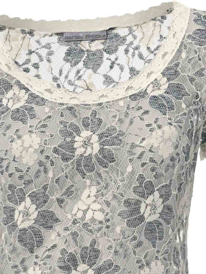 Ashley Brooke by heine grau-offwhite Designer-Spitzenshirt, Brooke Ashley Damen Spitzenshirt
