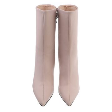 Ital-Design Damen Abendschuhe Elegant Stiefelette Pfennig-/Stilettoabsatz High-Heel Stiefeletten in Beige