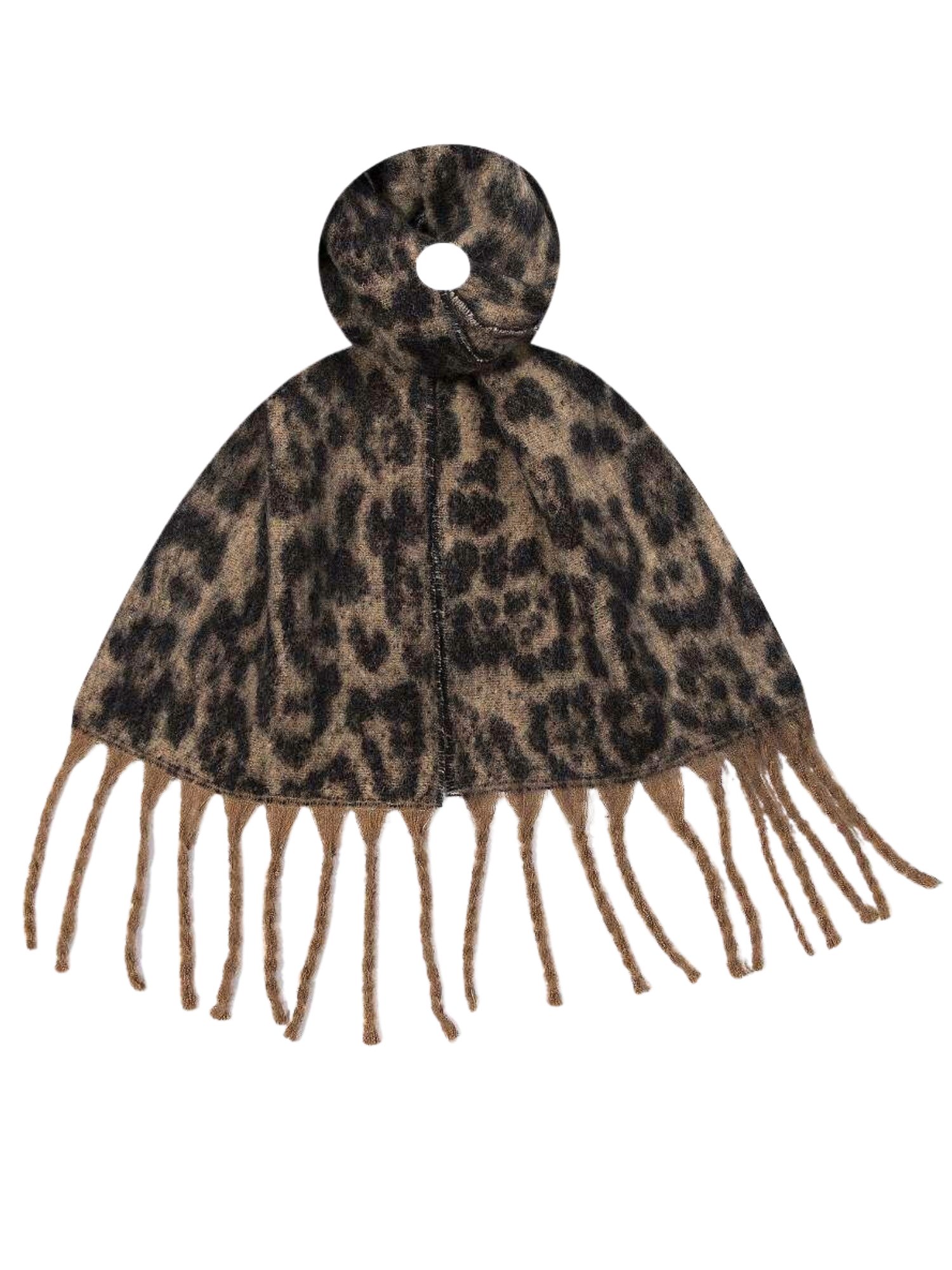 Adel Bags Modeschal Trendiger & Hochwertiger Schal mit Leopardenmuster und Fransen