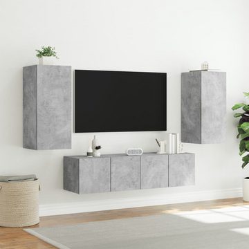 vidaXL TV-Schrank 4-tlg. Wohnwand mit LED-Beleuchtung Betongrau Holzwerkstoff (1-St)