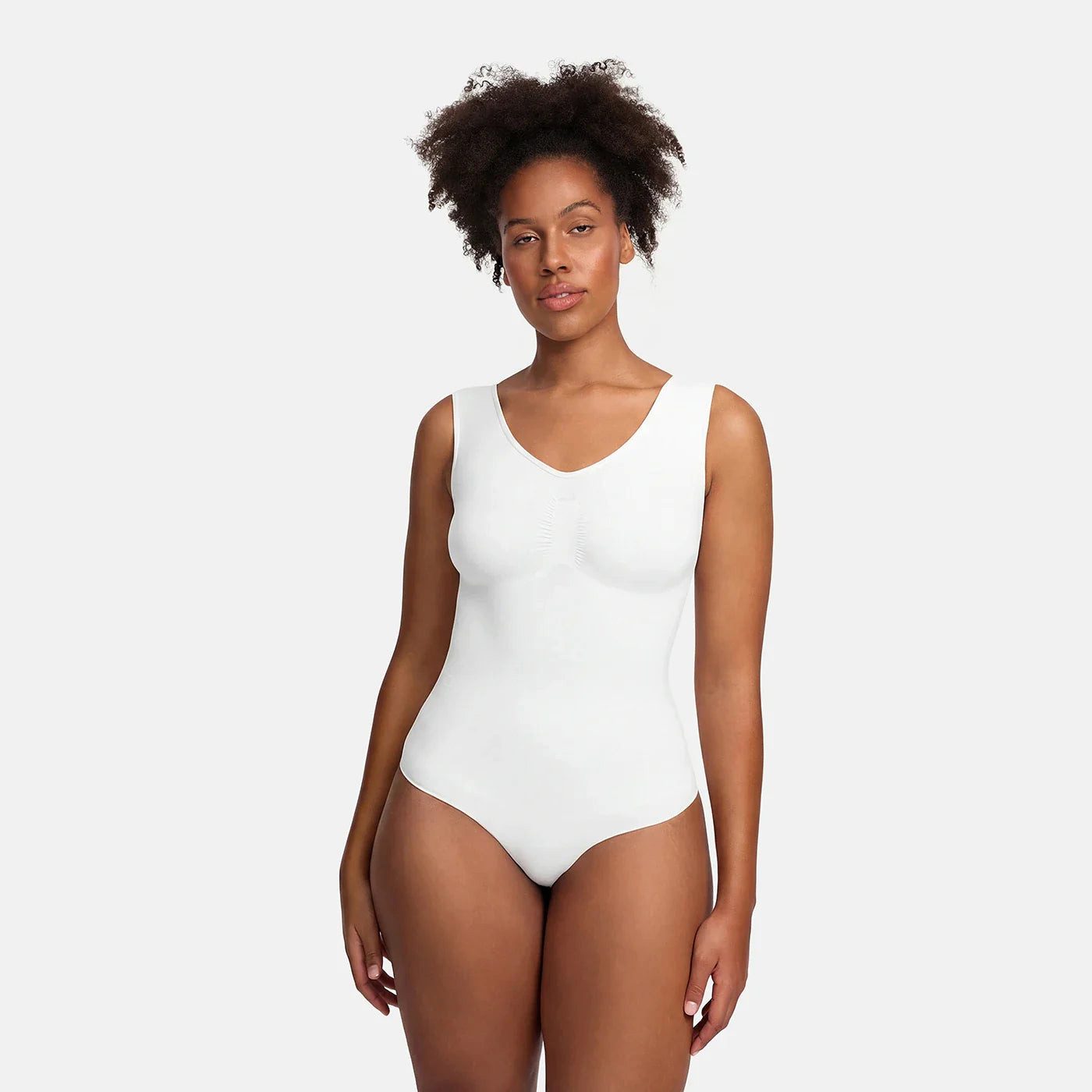cfab (creamy fabrics) Miederbody Tank Bodysuit Sculpting Shapewear mit Slip-Weiß-3XL (1-tlg) Figurformend
