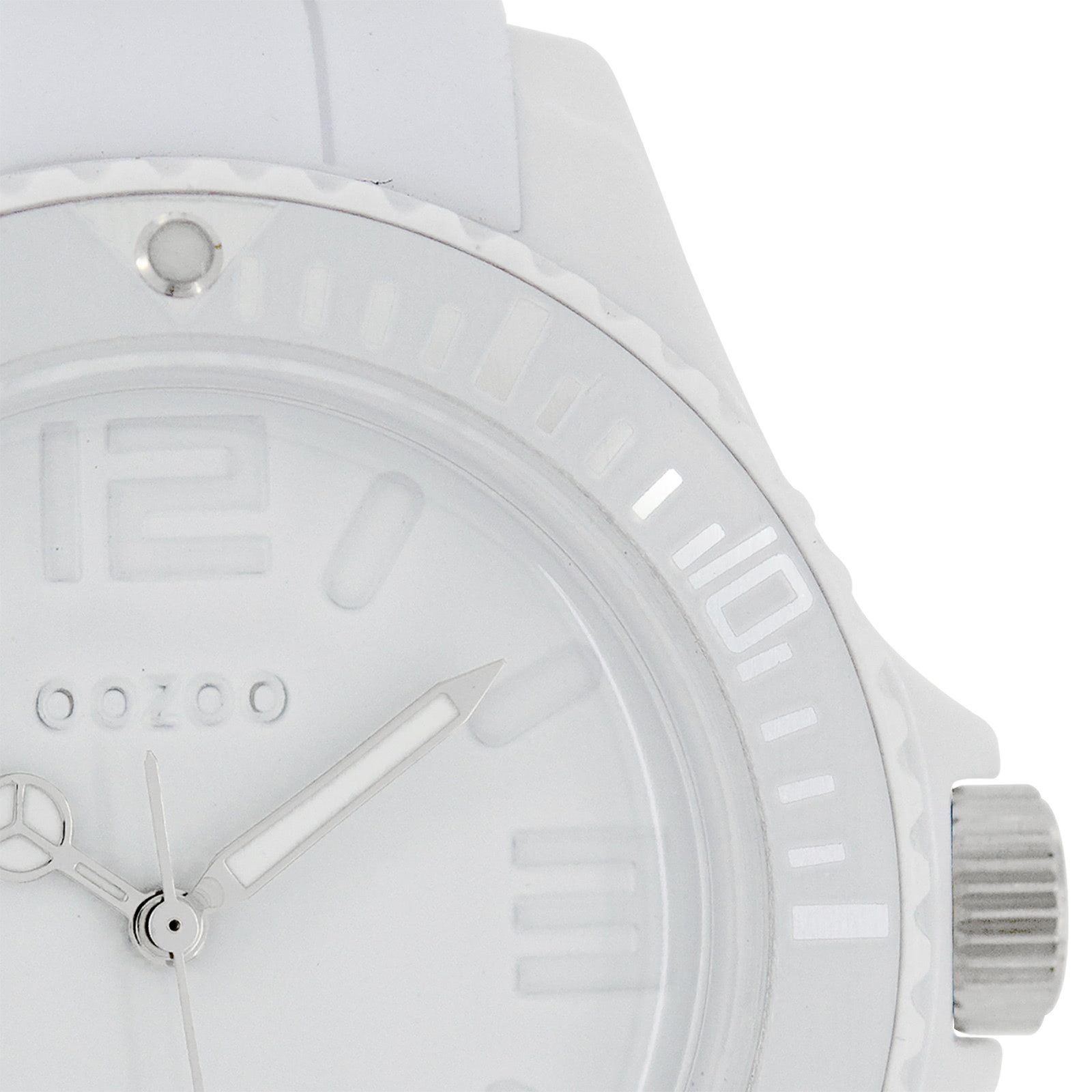 OOZOO Quarzuhr Oozoo Unisex Armbanduhr Vintage Series, (Analoguhr), Damen, Herrenuhr rund, extra groß (ca. 48mm) Silikonarmband weiß