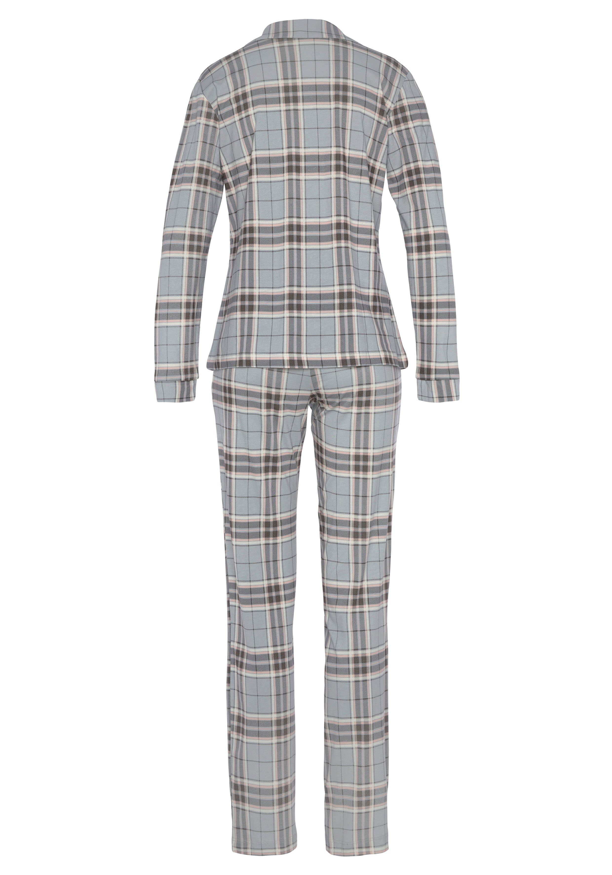 Pyjama grau-kariert s.Oliver mit tlg) (2 Muster schönem