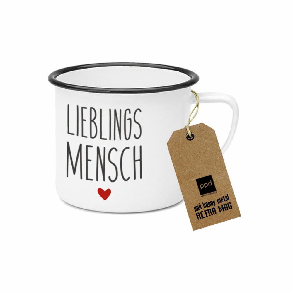 PPD Tasse Happy Metal Mug Lieblingsmensch 500 ml, Metall