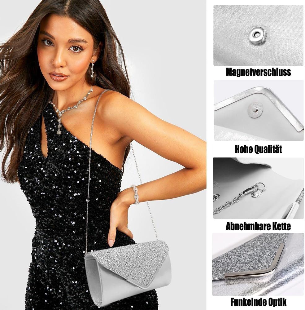 Zaewry Schmuckset 4-teiliges Damen-Schmuckset, silbernes Strass-Schmuckset, geeignet für Braut, Hochzeit, Ball und andere Anlässe – Bild 3 von 5