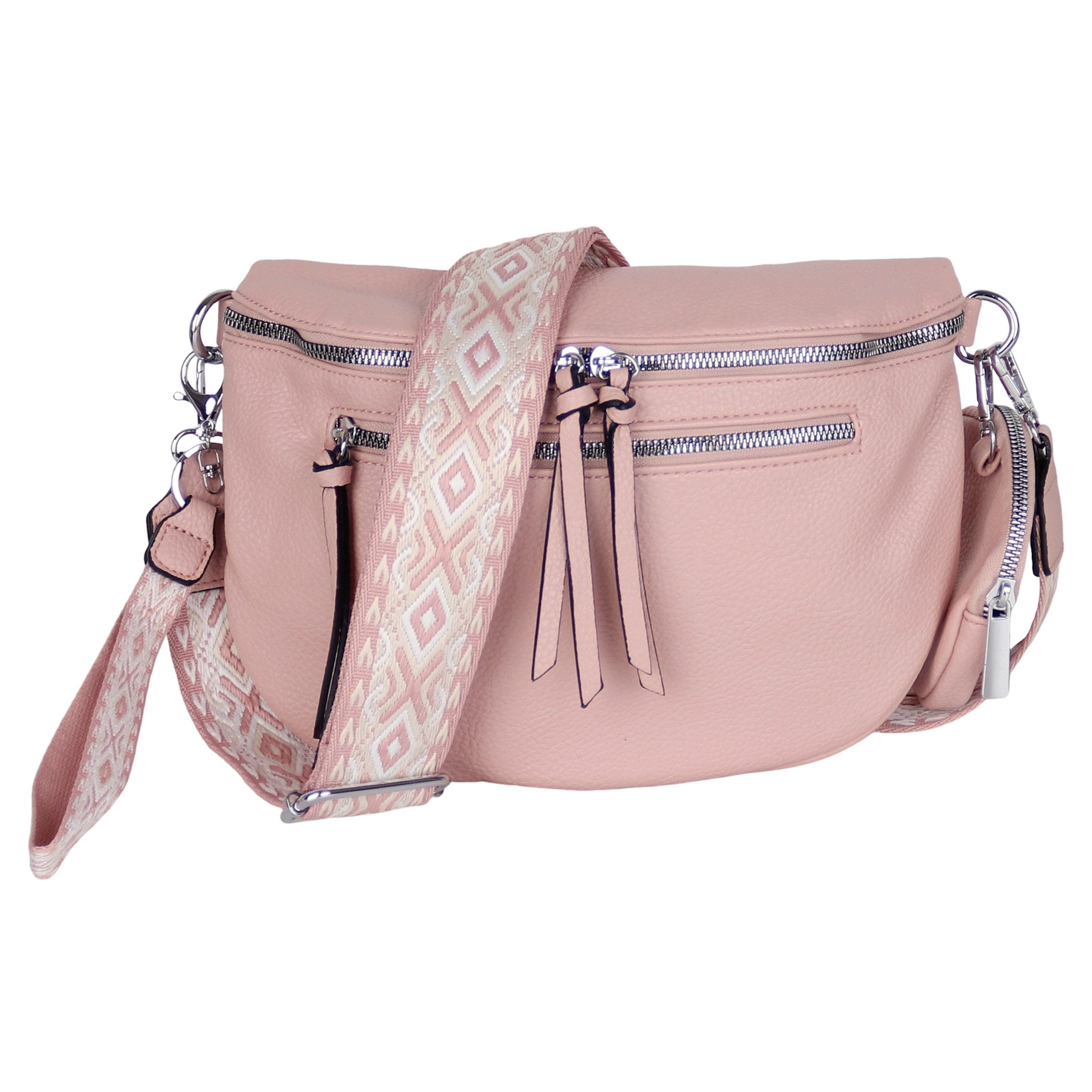 MIRROSI Bauchtasche Damen Taschen, Umhängetasche, Brusttasche, 30x20x9cm Veganes Leder (Schultertasche für jeden Anlass, (dazu 1x Münzbeutel und 1x Schlüsselband), Crossbody Bag, Bohemian gemusterten& verstellbaren Schulterriemen