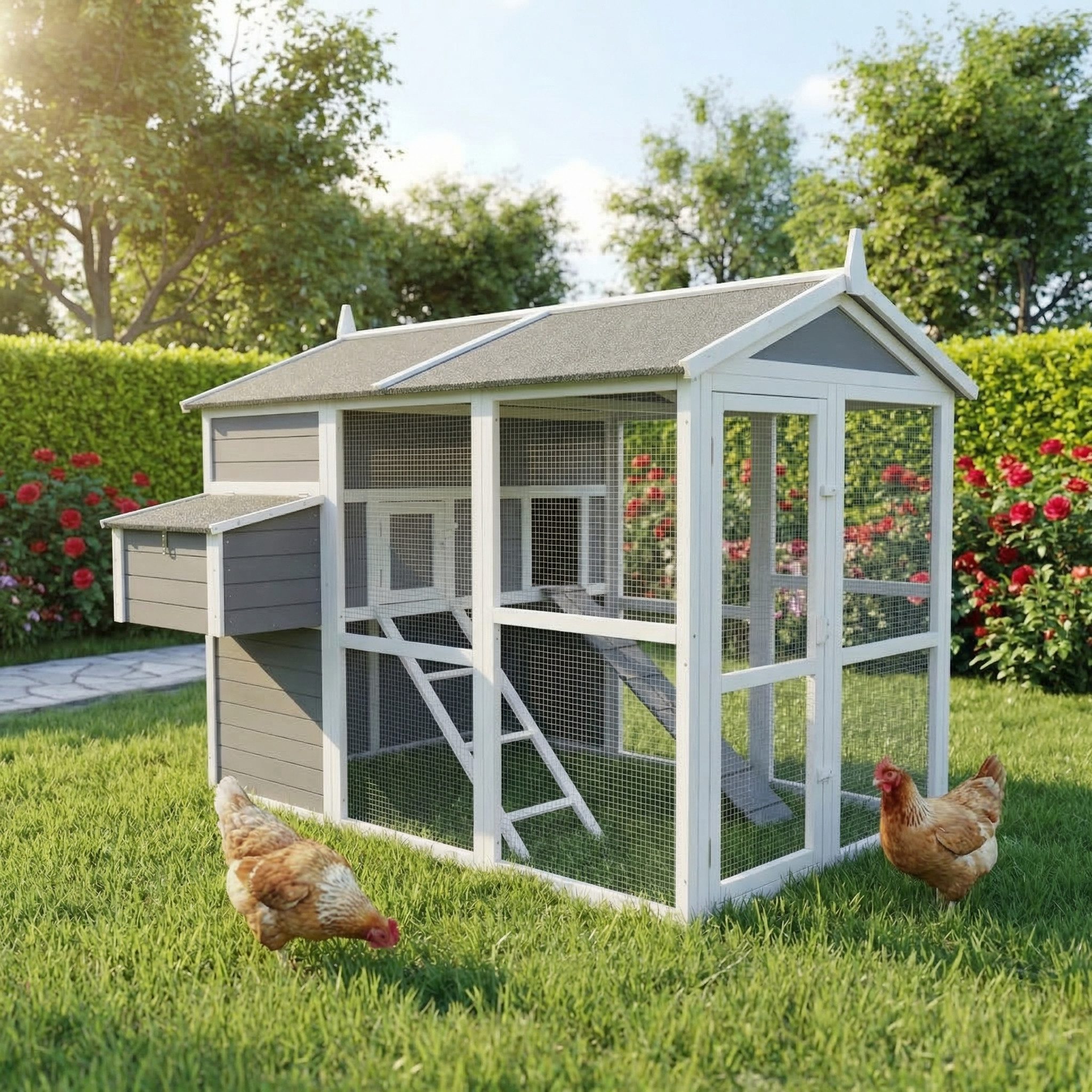 My Animal Kleintierstall XXL Hühnerstall MH-15 - 7 Hühner - Hühnerkäfig - Wetterbeständig, Zwei trennbare Etagen, Nistkasten, Sitzstange, Hühnerhaus