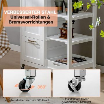 KOMFOTTEU Küchenwagen, mit 3 Schubladen & 3 Ablagen, 67 x 37 x 83,5, weiß