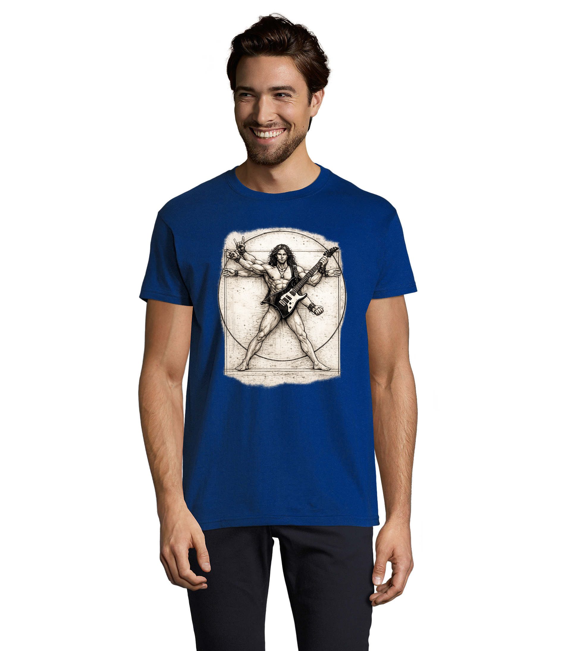 T-Shirt VitruvianischDaVinciGitarre H Tee Herren T Shirt Print Motiv