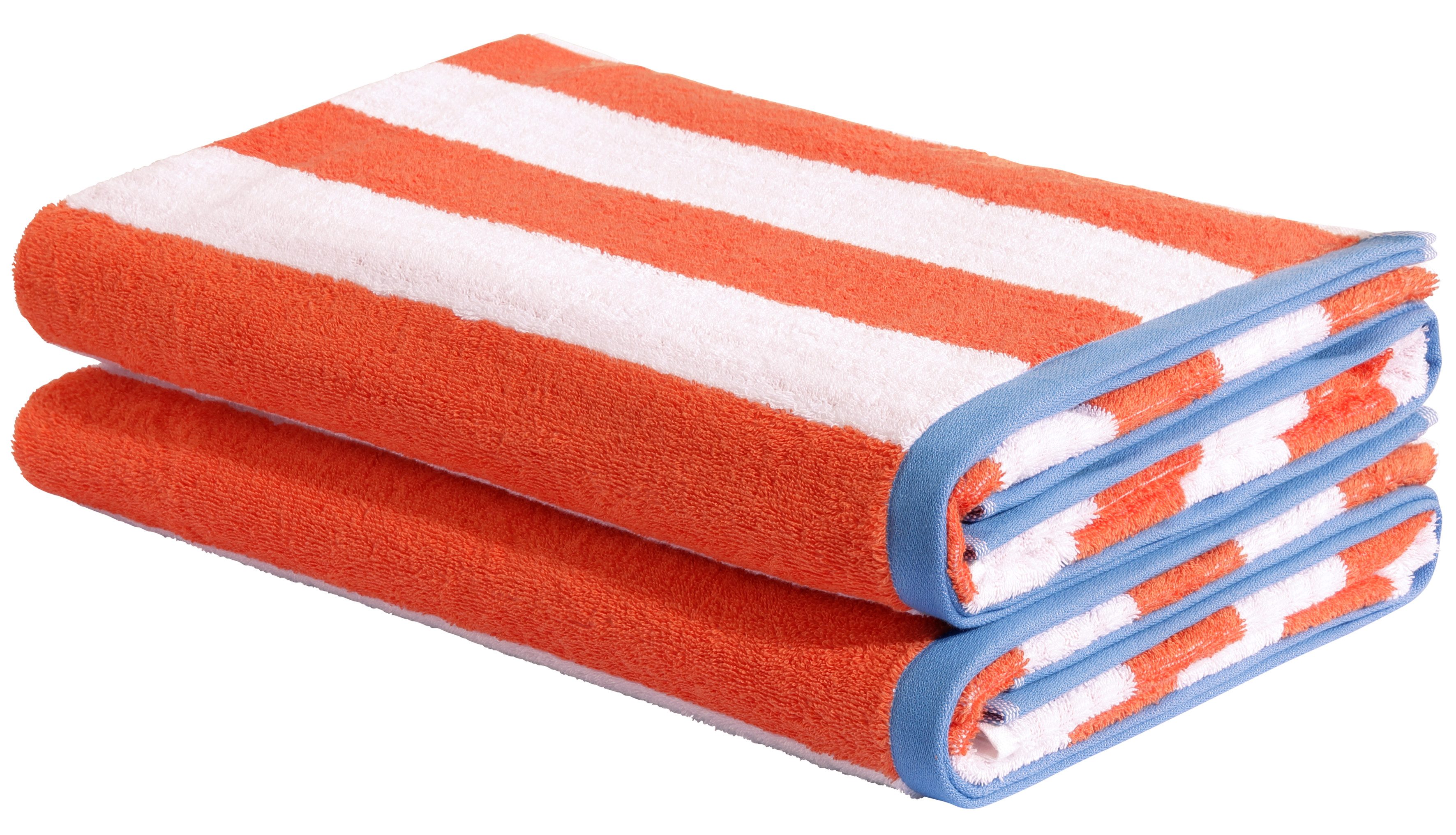 OTTO home Strandtuch Elenna, 100% Baumwolle, flauschig und weich, 500 gr/m², Frottier (2-St), Premium Strandtücher 90x180cm, Streifen, 5 Jahre Garantie. Reduzierter Preis € 41,99. Unverbindliche Preisempfehlung € 83,99