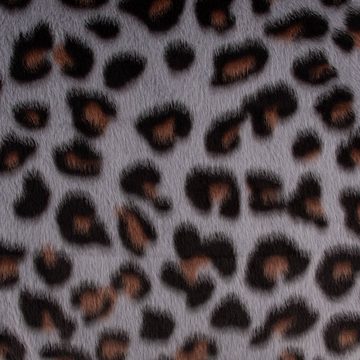 SCHÖNER LEBEN. Stoff Fellimitat Kunstfell kuschelweich Leopard grau schwarz braun 1,5m