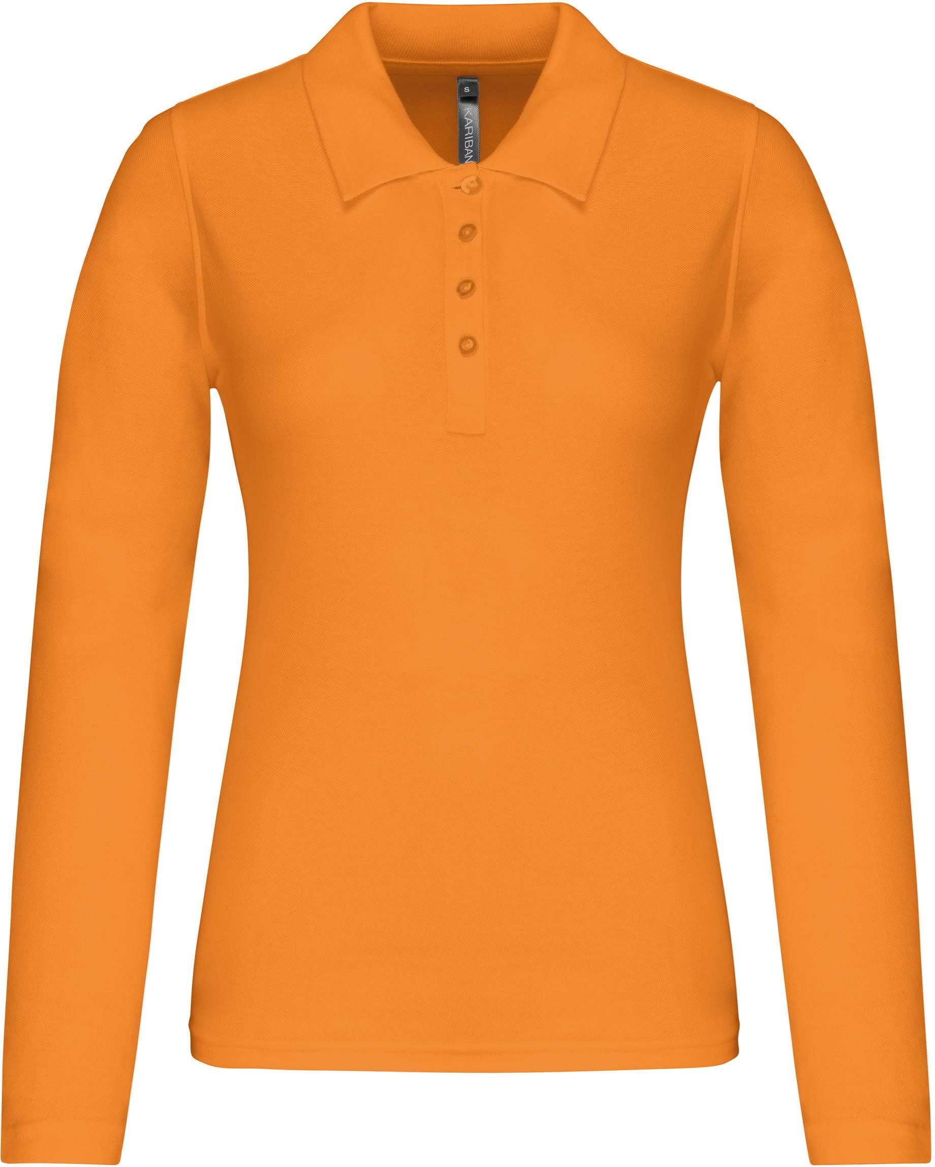 Kariban Langarm-Poloshirt Damen Langarm-Polohemd. Baumwollpiqué