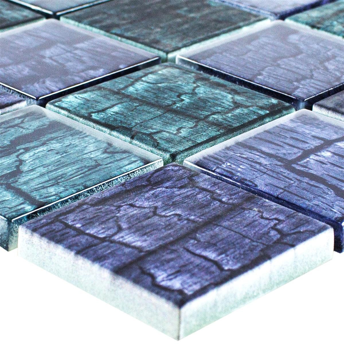 Mosafil Mosaikfliesen Glasmosaik Fliesen Saraland, Glas 30.000x30.000, grün-petrol, Verlegefertig auf ein Netz geklebt - Wasserfest