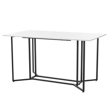 SIKAINI Esstisch (Die Tischbeine sind mit einem einzigartigen geometrischen Kurvendesign gestaltet, das ein elegantes und künstlerisches Gefühl vermittelt, 1-St., Rechteckiger Esstisch mit modernem Marmormuster), Einzigartiger rechteckiger Esstisch mit Metallgestell