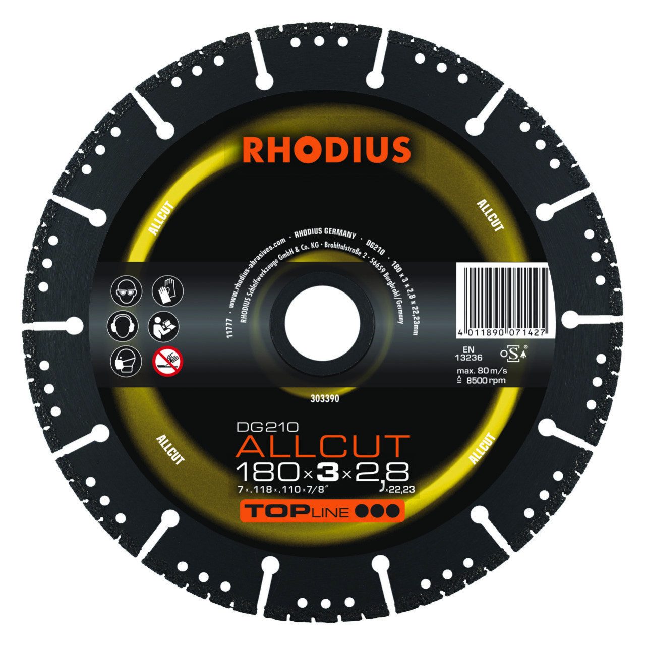 Rhodius Winkelschleifer Rhodius Diamanttrennscheibe Allcut Ø 180 mm