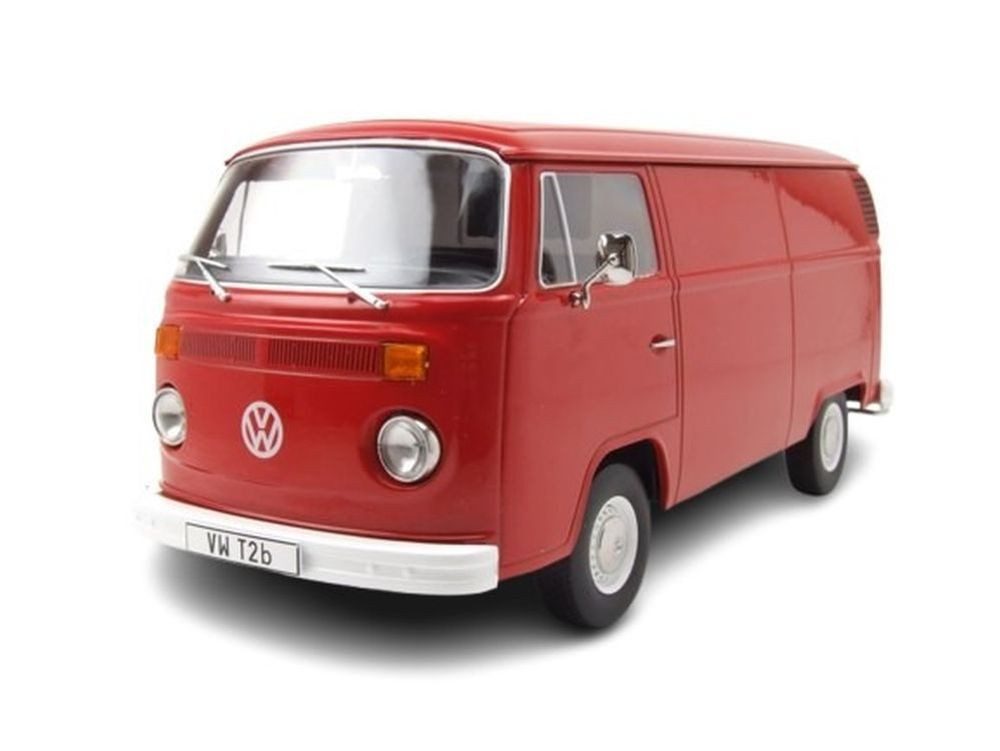 KK Scale Modellauto VW T2 b Bus Kastenwagen 1972 rot, Maßstab 1:18