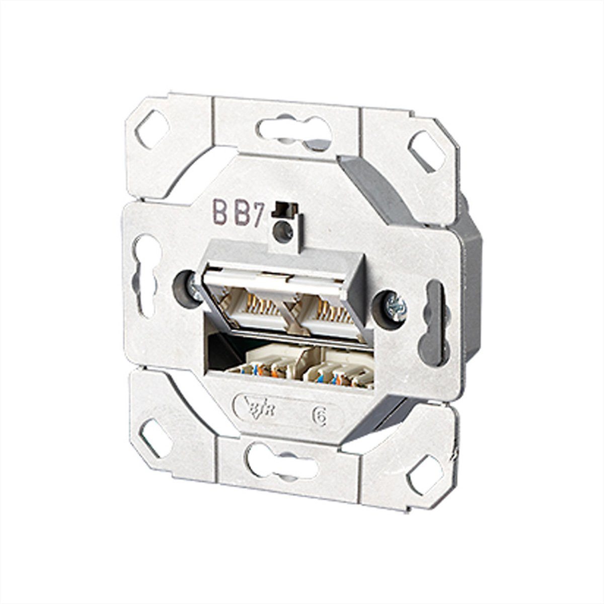 Metz Connect E-DAT C6 Anschlussdose UP0 zweifach Netzwerk-Panel (bestückt, 2 Ports, 1307381200-I)