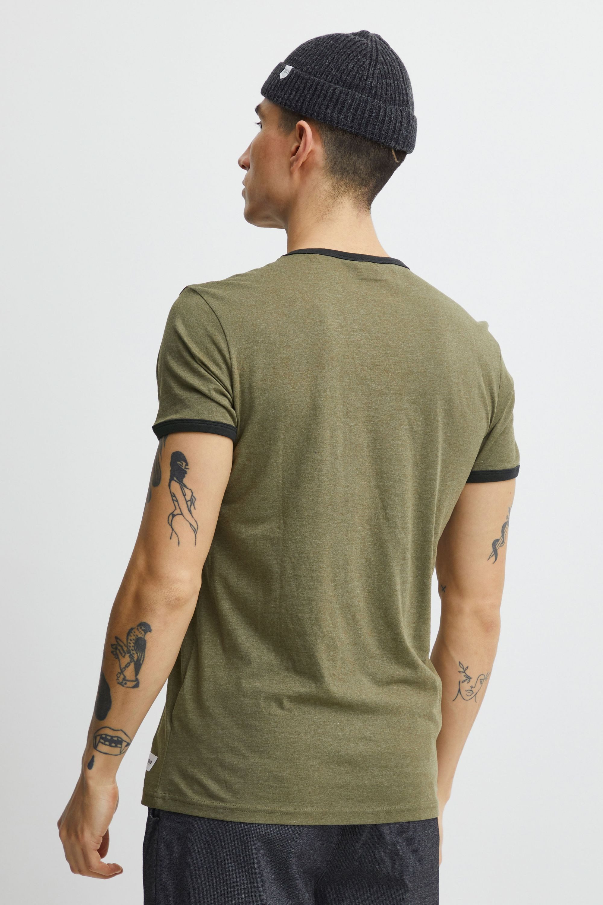 !Solid Rundhalsshirt SDManoldo T-Shirt mit farblich abgesetztem Kragen und Ärmelsaum