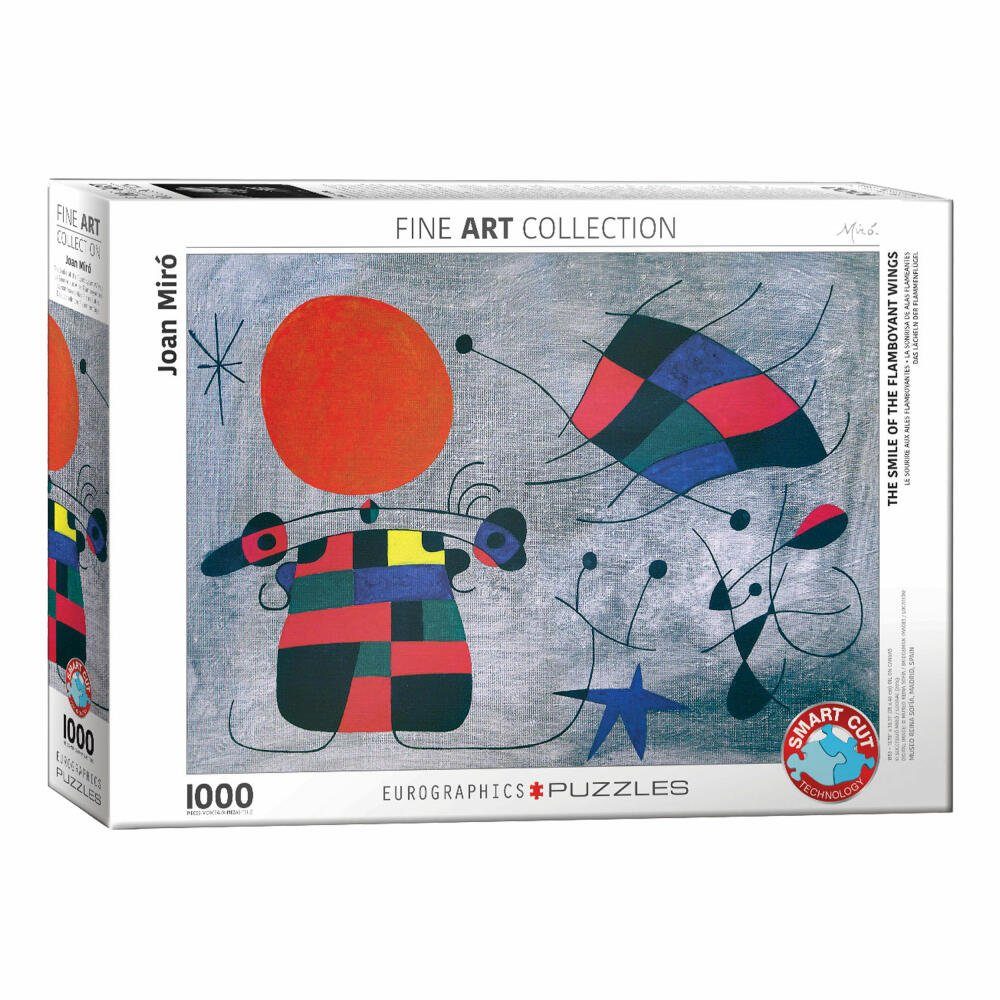 Miró, Lächeln 1000 EUROGRAPHICS Joan Flammenflügel der Das von Puzzle Puzzleteile