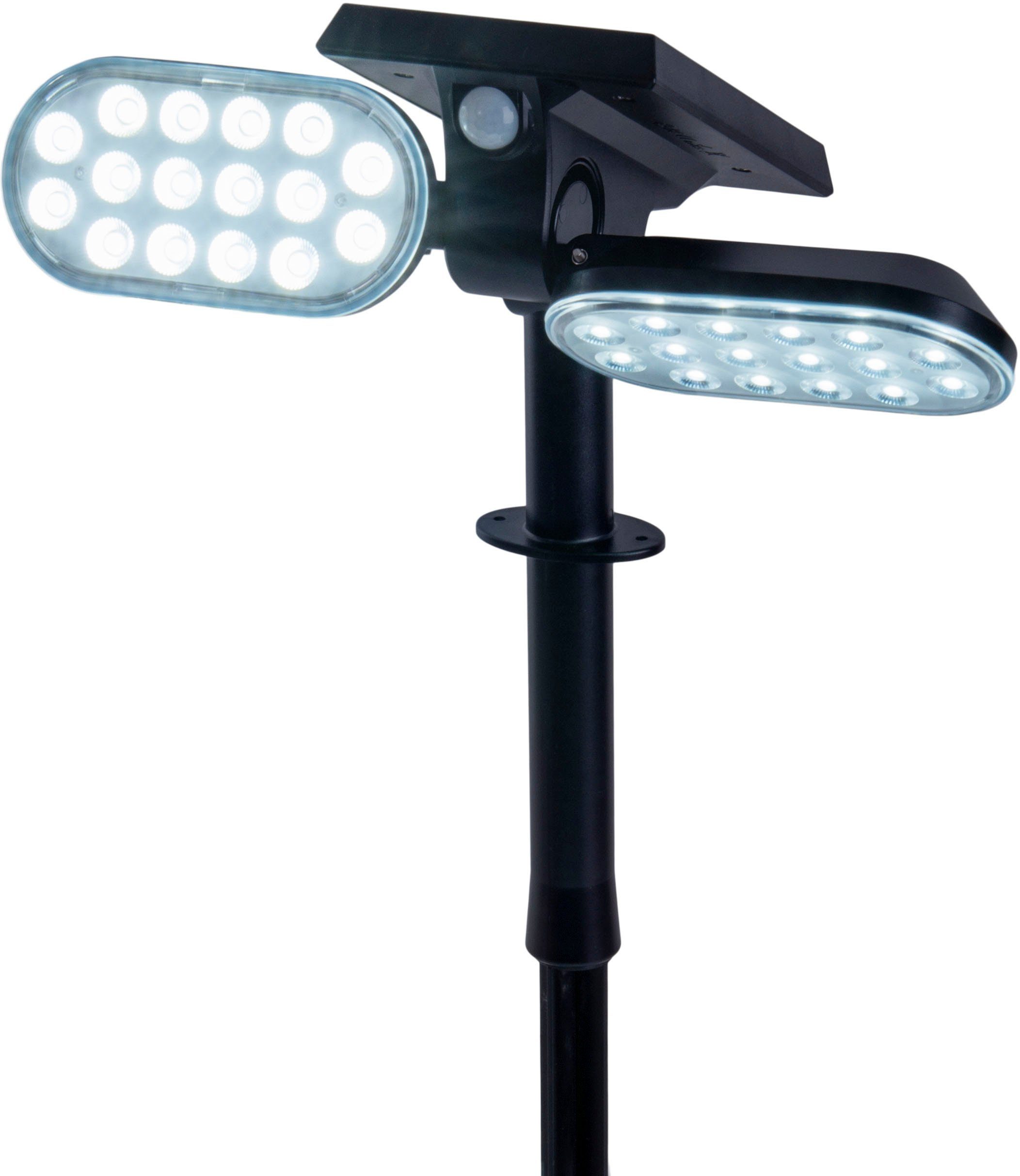 näve LED Solarleuchte Paco, Bewegungsmelder, Erdspieß Bewegungsmelder/Dämmerungssenor, oder inkl. integriert, LED Wandmontage Kaltweiß, fest
