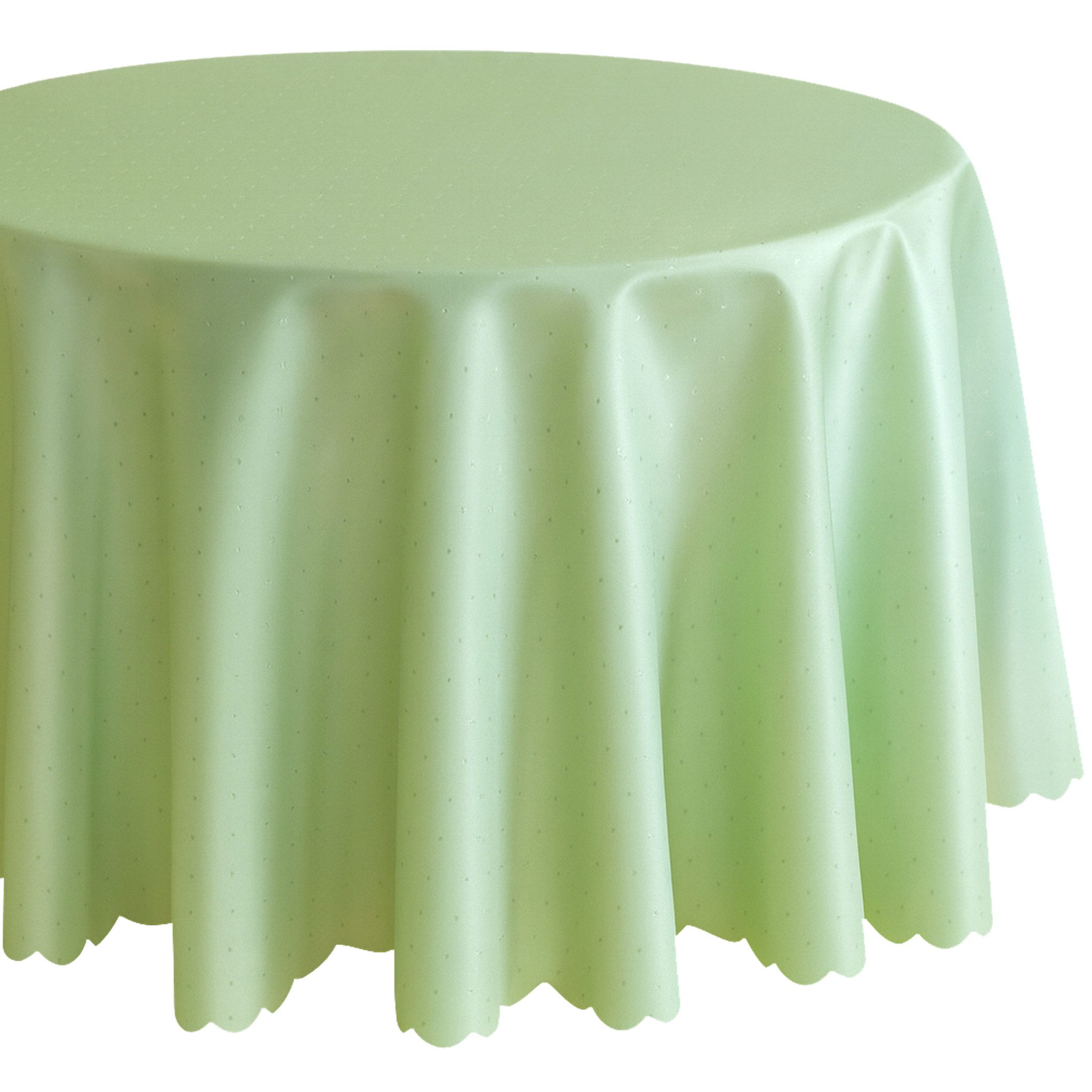 matches21 HOME & HOBBY Tischdecke Tischdecke 160 x 220 cm oval in Hellgrün für Esstisch & Küche (1-tlg), Waschbares Tischtuch mit gewelltem Rand