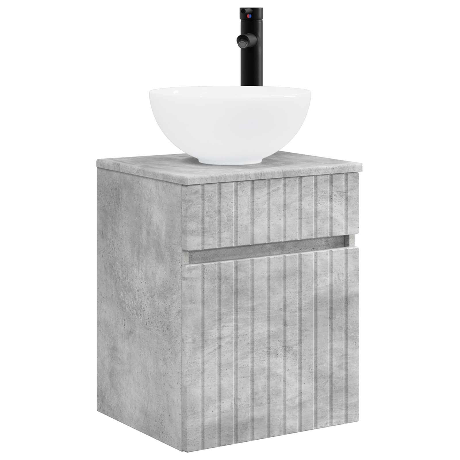 vidaXL Badezimmerspiegelschrank Wandmontierte Waschbecken-Vanität Betongrau 39 x 35 x 63 cm (1-St) Wandmontierte Waschbecken-Vanität Betongrau 39 x 35 x 63 cm