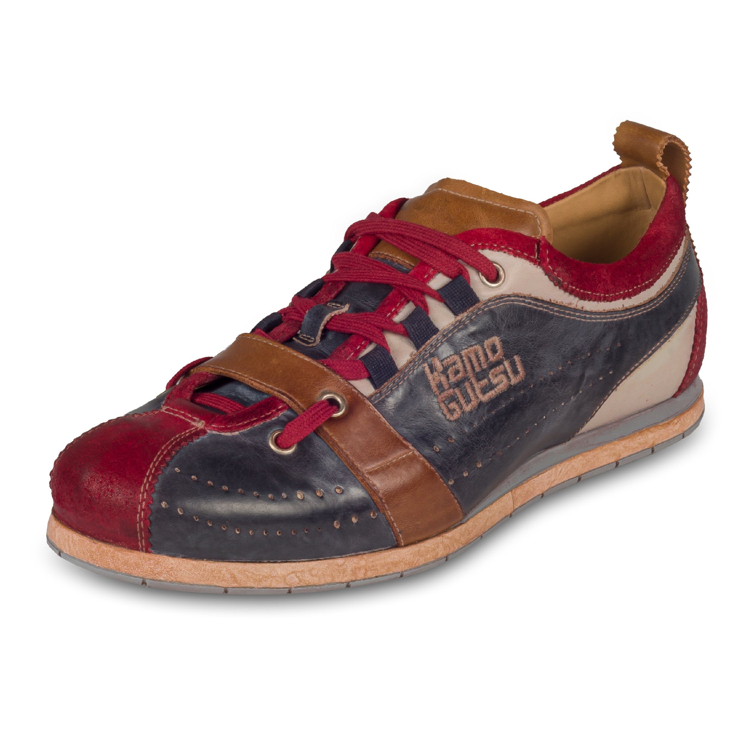 Kamo-Gutsu Herren Sneaker Leder blau/rot/braun (TIFO-017 rosso navy stonewa günstig online kaufen