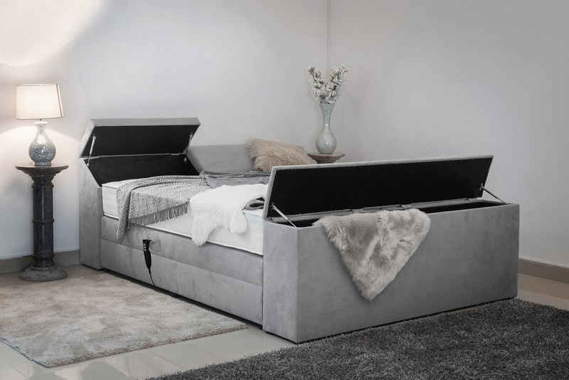 PAARA Boxspringbett Dubai elektrisch verstellbar mit Motor Stauraum, mit einzigartigem Belüftungssystem