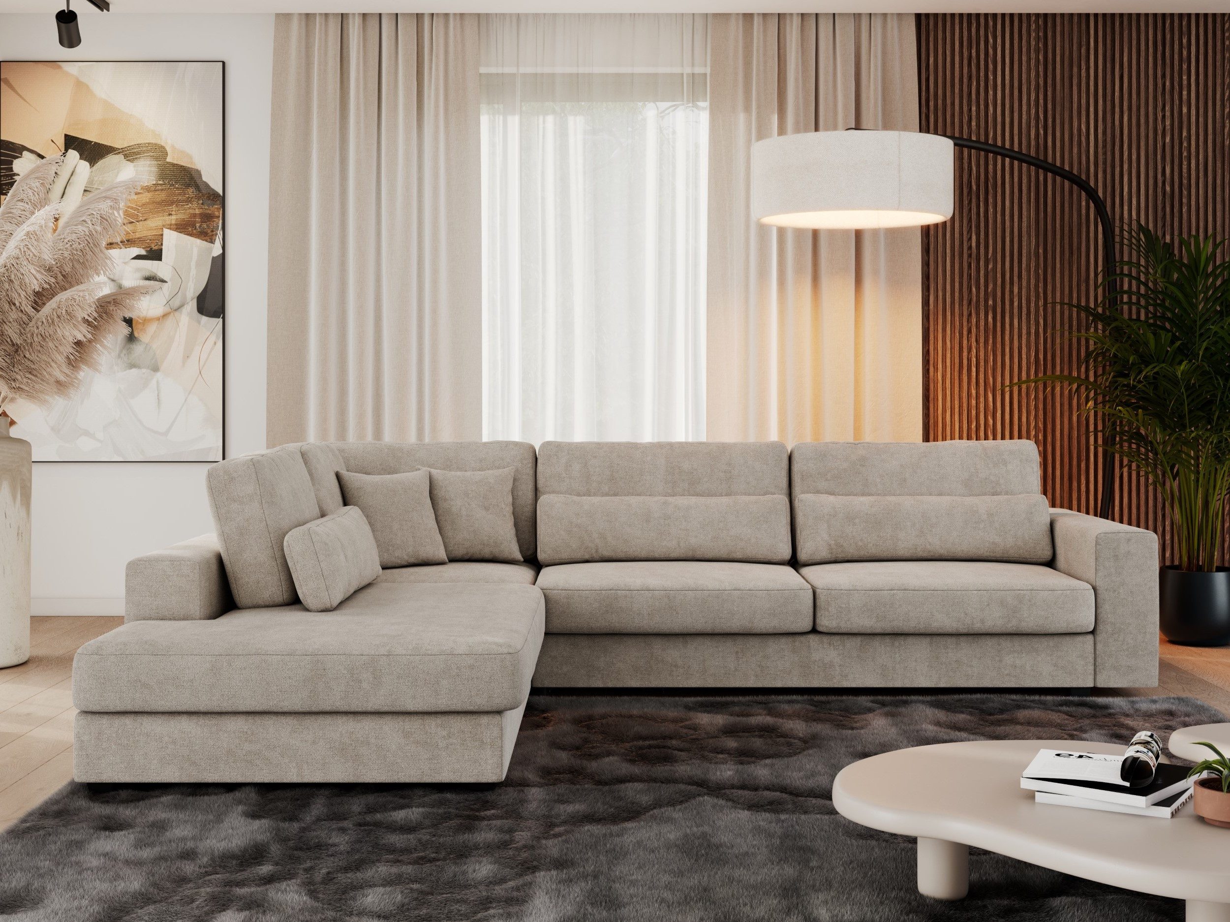 MKS MÖBEL Ecksofa SAVONA, Set, Ecksofa L-form, für Wohnzimmer, lose Kissen, Couch, schwarze Beine