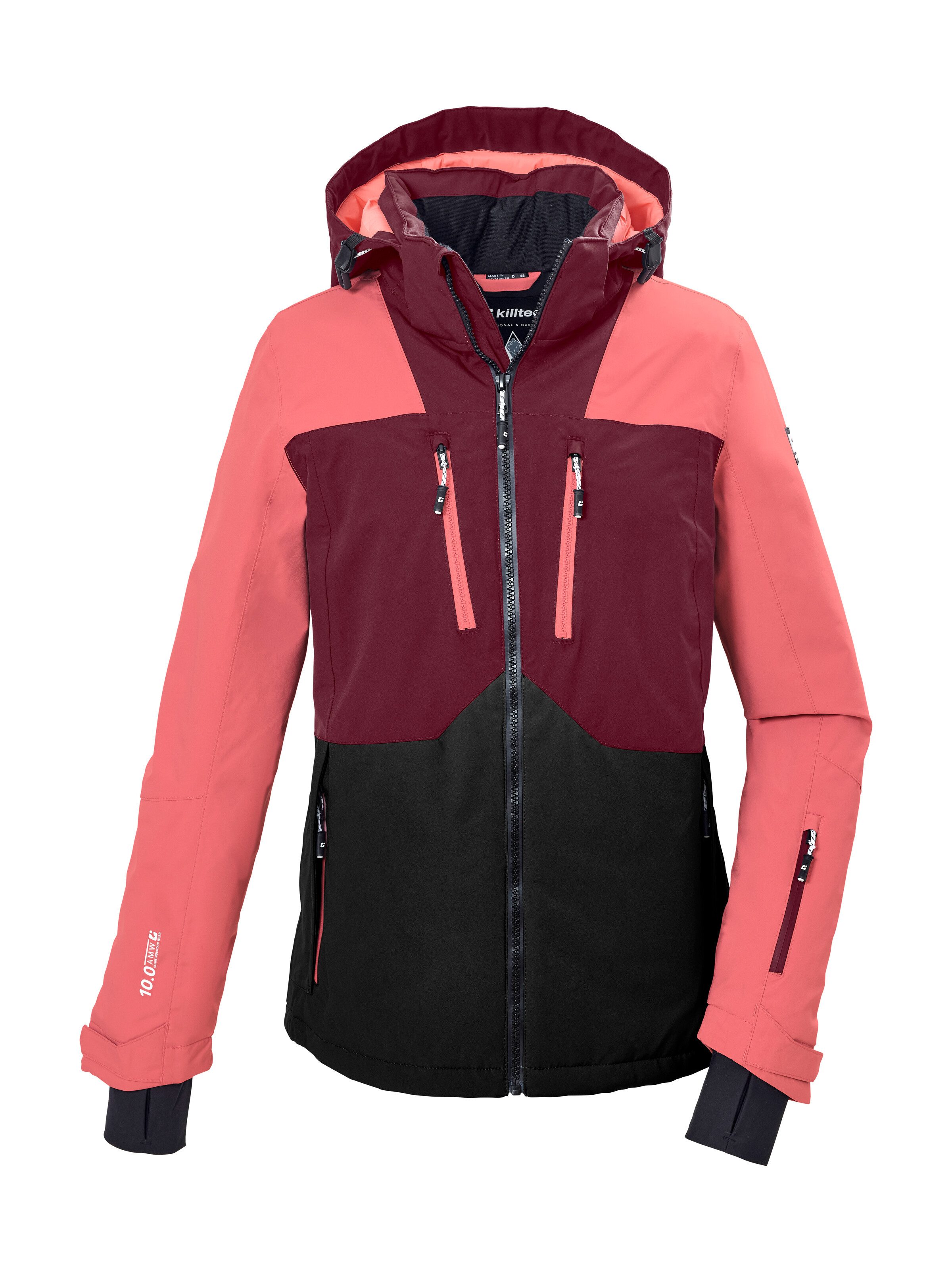 Killtec Skijacke KSW 503 WMN SKI JCKT Mehrfarbige, wasserdichte Skijacke mit abnehmbarer Kapuze