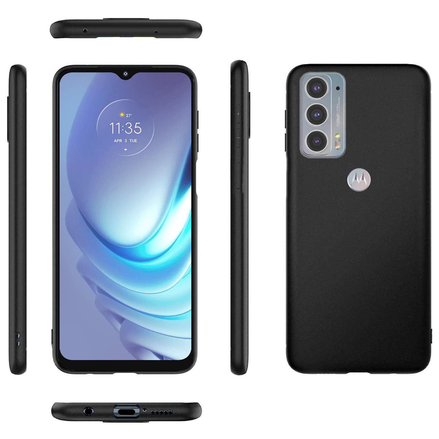 CoolGadget Handyhülle Schwarz als 2in1 Schutz Cover Set für das Motorola Edge 20 6,7 Zoll, 2x 9H Glas Display Schutz Folie + 1x TPU Case Hülle für Edge 20