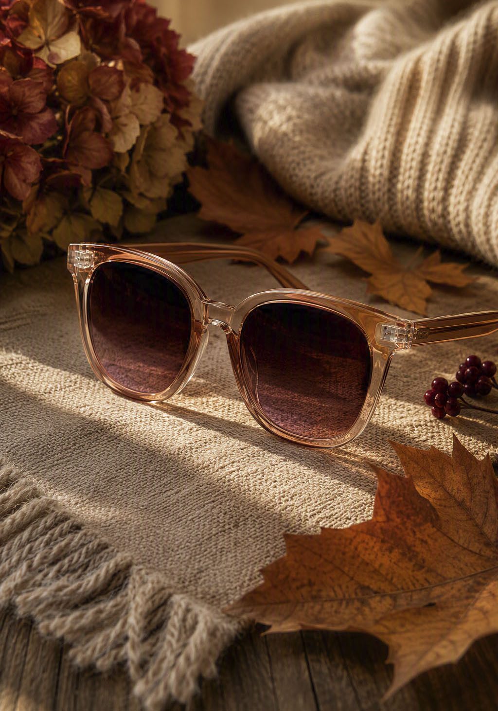 Laura Scott Sonnenbrille mit transparentem Rahmen & goldfarbendem Detail - NEW