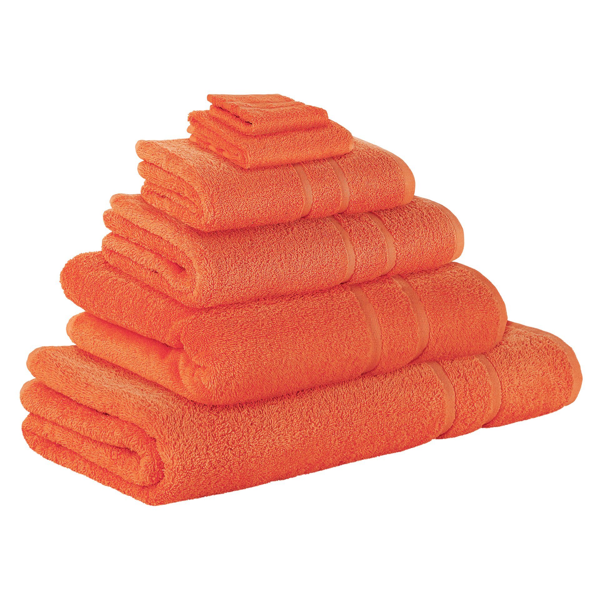 StickandShine Handtuch Set 1x Waschlappen 1x Gästehandtuch 1x Handtuch 1x Duschtuch 1x Badetuch 1x Saunatuch als SET in verschiedenen Farben (6 Teilig) 100% Baumwolle 500 GSM Frottee 6er Handtuch Pack, 100% Baumwolle 500 GSM Orange