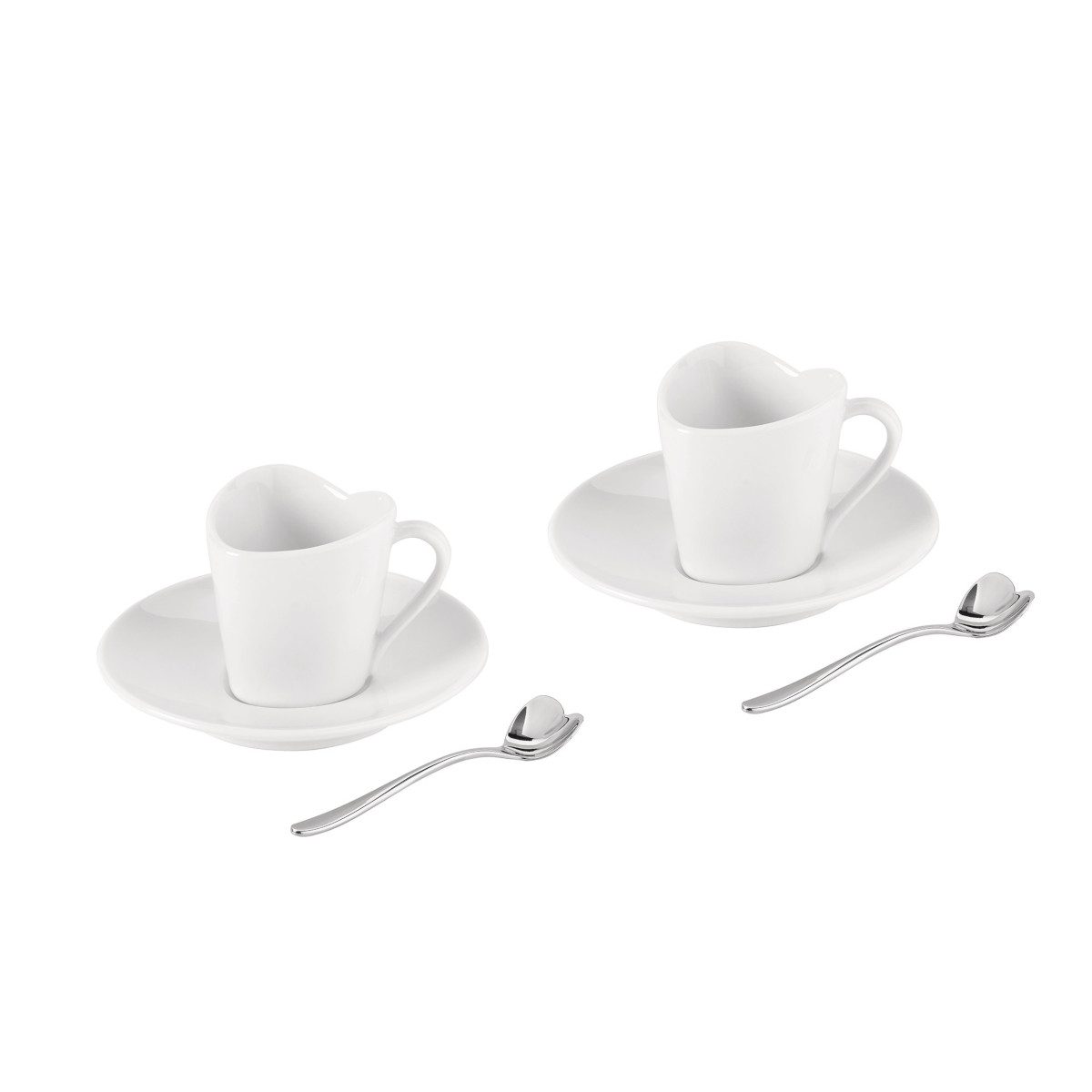 Alessi Tasse Mokka-Set 2 Tassen mit Löffel, Porzellan Bone China, Edelstahl 18/10