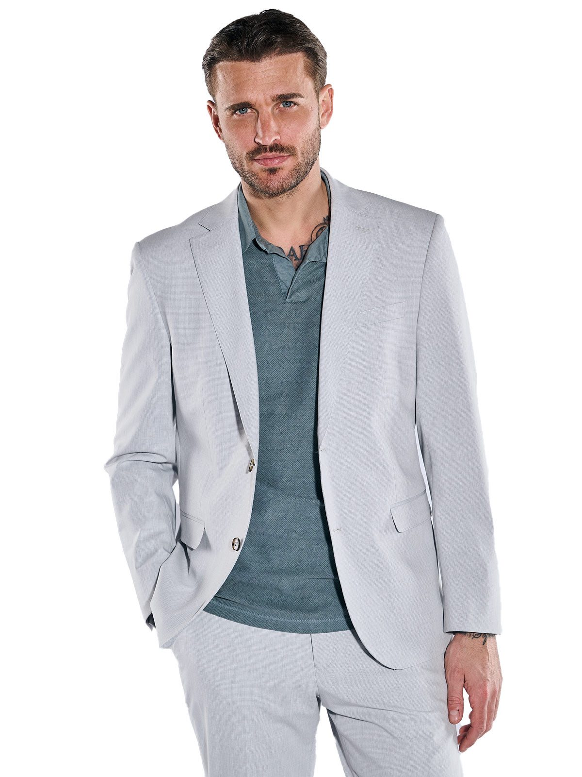 Anzugsakko Herren Anzug-Sakko slim fit, Silbergrau