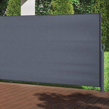 Oskar Seitenarmmarkise Seitenmarkise Sichtschutz 350x160cm Stahl Anthrazit